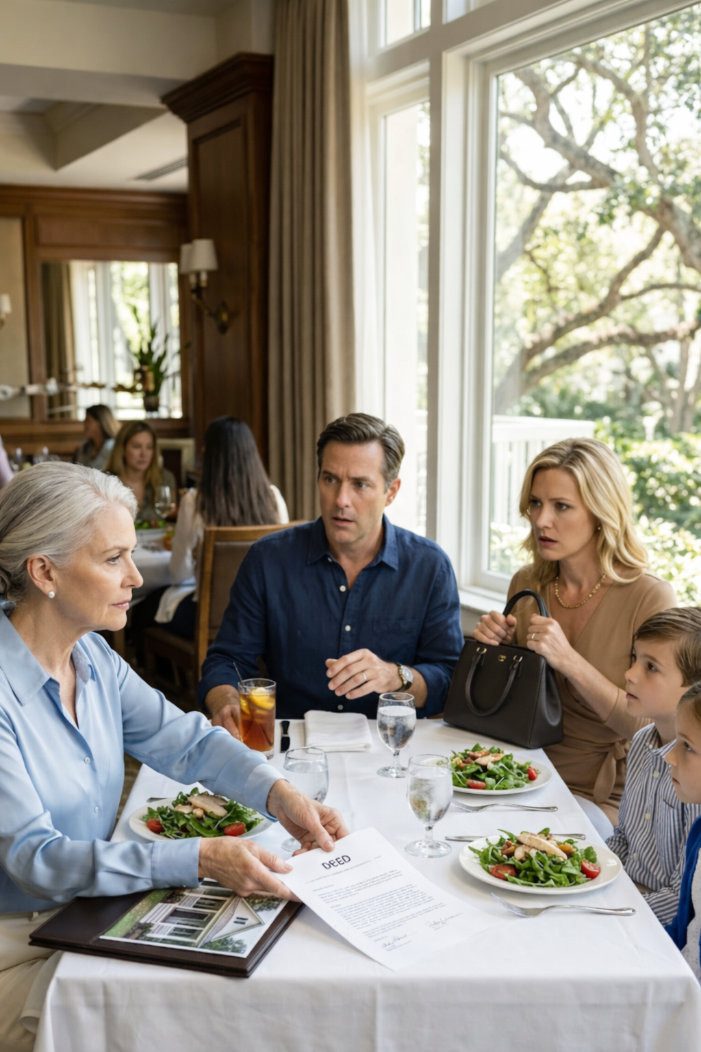 WYGRAŁEM 89 MILIONÓW DOLARÓW W TAJEMNICY, ALE NIC NIE POWIEDZIAŁEM, GDY MÓJ 44-LETNI SYN SPOJRZAŁ NA TALERZ I ZAPYTAŁ PRZY ŻONIE I DZIECIACH: „MAMO, KIEDY W KOŃCU WYPROWADZASZ SIĘ Z NASZEGO DOMU?” POCICHO WSTAŁAM, ODSZEDŁAM OD STOŁU, A JUŻ NASTĘPNEGO RANKA ZACZĘŁAM KUPOWAĆ PIĘKNY DOM Z CZTEREMA SYPIALNIAMI Z DĘBAMI, HUŚTAWKĄ NA GANDANIE I DRZWIAMI WEJŚCIOWYMI, KTÓRYCH NIKT NIE MOŻE UŻYĆ, BY MNIE WIĘCEJ PONIŻYĆ — DOPIERO WTEDY MOJA SYNOWA ZACZĘŁA KOPAĆ, MÓJ SYN ZACZĄŁ ZACHOWYWAĆ SIĘ SŁODKO, A „ZAINTERESOWANY RODZINNY LUNCH” ZMIENIŁ SIĘ W CHWILĘ, W KTÓREJ OTWORZYŁAM SWÓJ SKÓRZANY TECZKĘ, SPOJRZAŁAM IM WSZYSTKIM W OCZY I W KOŃCU POWIEDZIAŁAM JEDNĄ RZECZ, KTÓREJ NIGDY SIĘ NIE WIDZIELI…