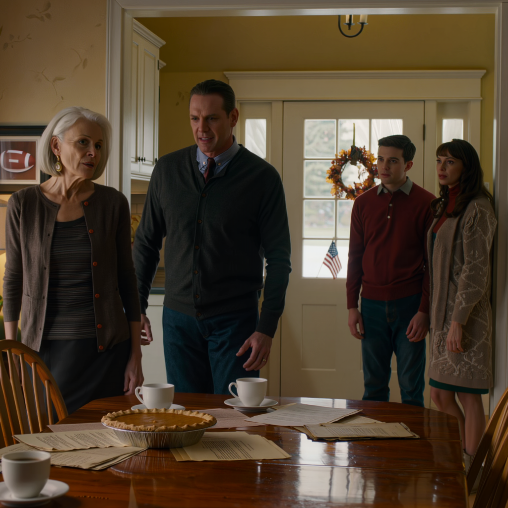 Poikani katsoi minua ja sanoi: ”En usko, että sinun pitäisi tulla tänä vuonna kiitospäivänä.” En sanonut mitään. Seuraavana aamuna, kun lankoni näki pöydällä olevat asiakirjat, hän jähmettyi. Koko huone hiljeni, kun kaikki alkoivat tajuta työntäneensä väärän henkilön sivuun.