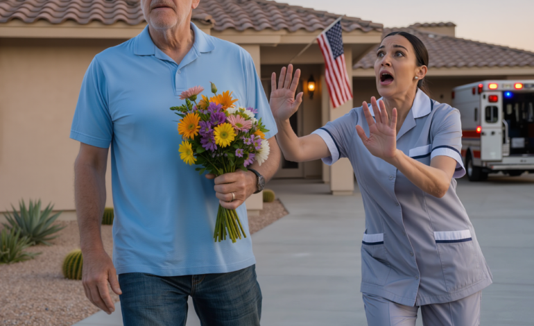 Vaimoni lensi Phoenixiin auttamaan poikaamme muuttamaan uuteen taloonsa – ajoin paikalle yllättäen kukkakimppu kädessäni – ennen kuin ehdin edes koskettaa ovenkahvaa, naapurin taloudenhoitaja ryntäsi ulos huutaen: “Älä avaa ovea!” – 10 minuuttia myöhemmin ambulanssin sireenit alkoivat ulvoa talon edessä… ja tajusin, ettei vaimoni neljä päivää kestänyt hiljaisuus ollut mikään vähäpätöinen asia. – Uutiset