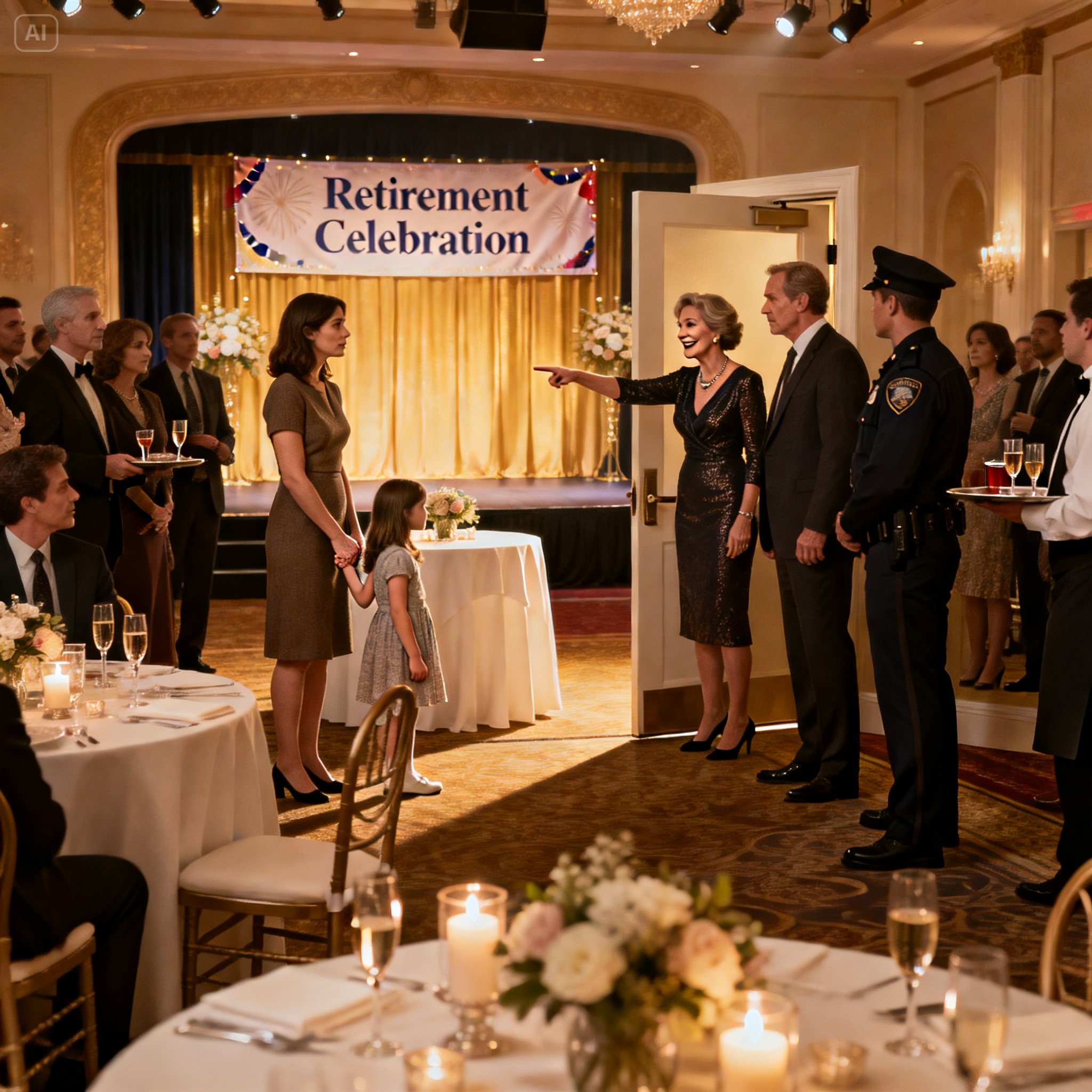 Saavuin isäni eläkejuhliin ja kuulin vahingossa. Hän tuli vain pilaamaan tunnelman. Äitipuoleni hymyili kylmästi ja sanoi: “Turvamiehet, potkaiskaa hänet ja hänen ärsyttävä tyttärensä ulos.” Kävelin ulos, soitin neuvonantajalleni ja siirsin 60 000 dollaria yhteissijoitusrahastosta. 20 minuuttia myöhemmin puhelimeni räjähti.