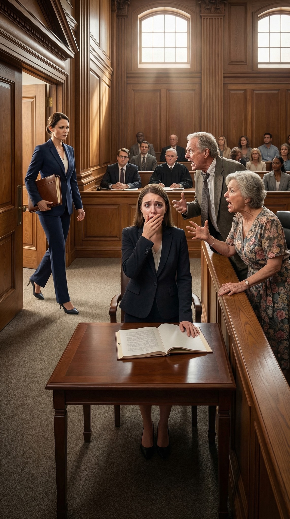 Tätini jätti minulle 14 miljoonaa dollaria – sitten he ilmestyivät paikalle: biologiset vanhempani, jotka jättivät minut 13-vuotiaana. Testamentin lukemisen yhteydessä heillä oli röyhkeyttä julistaa: “Olemme edelleen hänen lailliset huoltajansa!”, mutta heti kun asianajajani astui sisään… He menettivät järkensä.