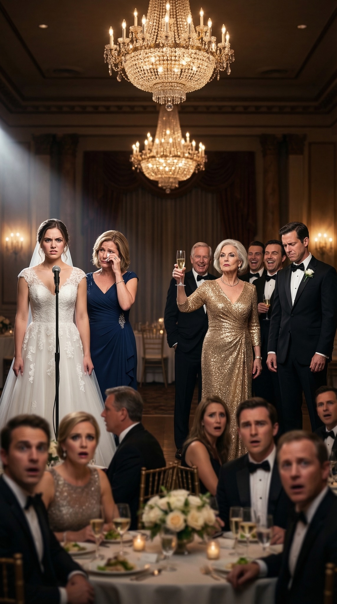 He nauroivat äidilleni 200 häävieraan edessä. Tuleva anoppini nosti maljansa ja sanoi: “Tuo ei ole hänen äitinsä – tuo on palvelija.” Huone räjähti naurusta. Nousin seisomaan, tartuin mikrofoniin ja sanoin: “Sitten nämä häät ovat ohi.” Mutta juuri kun kävelin pois, äitini katsoi minua kyyneleet silmissään ja kuiskasi: “Kulta… Olen nyt miljardööri.” Minulla ei ollut aavistustakaan, mitä seuraavaksi tapahtuisi.