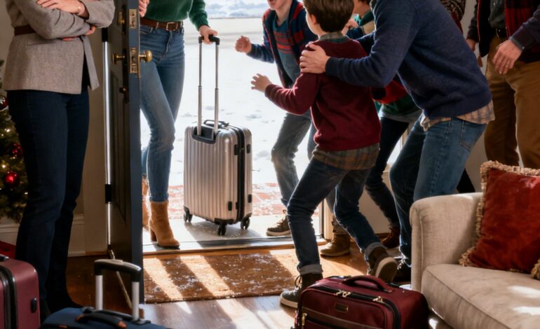 Äitini pyysi minua tulemaan kotiin jouluksi. Kymmenen tunnin lennon jälkeen hän avasi oven: Ei hei. Ei halausta. Vain: “Sinä hoidat veljesi lapsia. Olemme menossa perhematkalle.” Veljeni nauroi: “Älkää pyyhikö räkäänne häneen, lapset.” He kaikki nauroivat. Sanoin yhden asian. Ja silloin he sekosivat. Hymyilin minäkin. Sitten äiti kuiskasi: “Ei… Ei… Ei missään nimessä.”