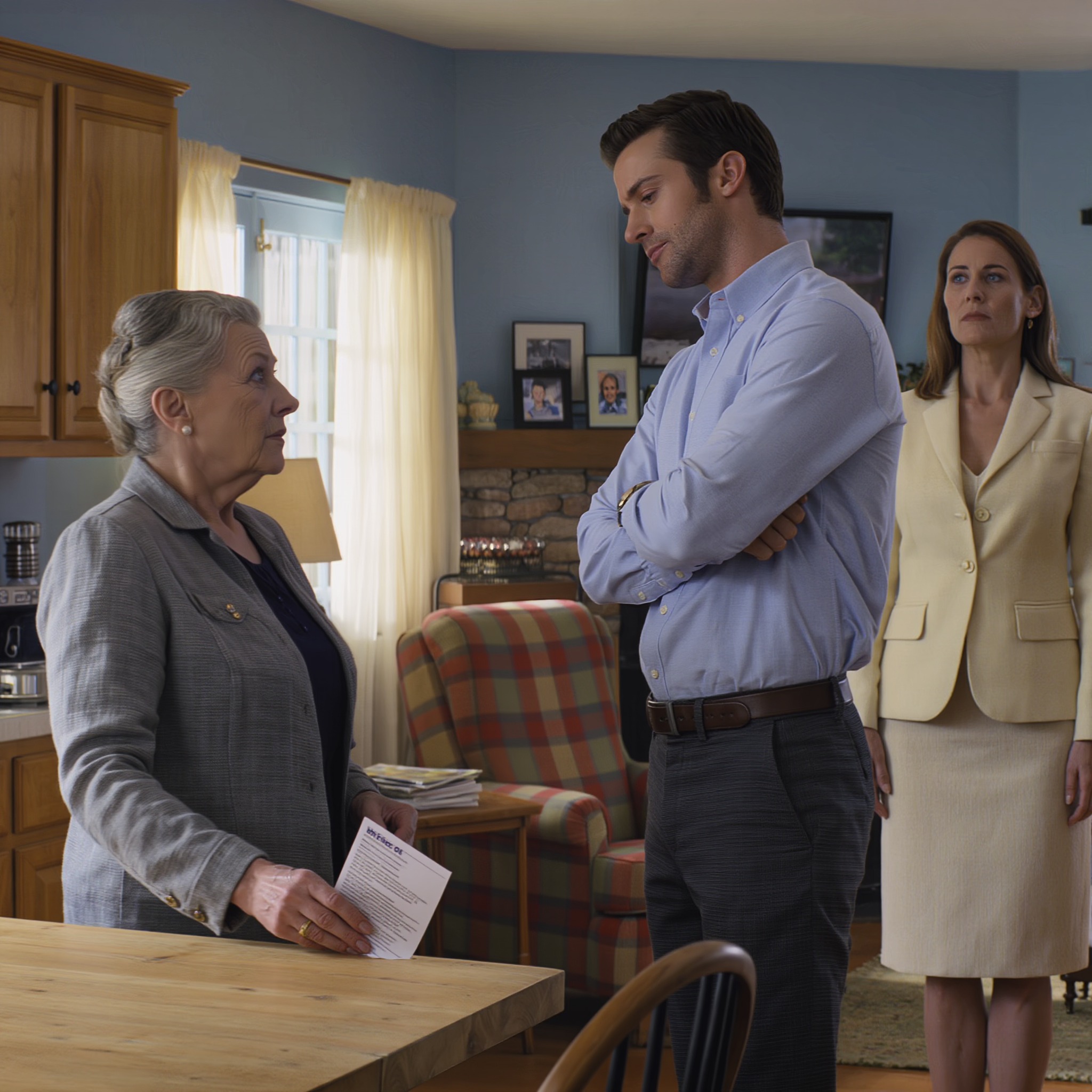 ”’Jos et maksa vuokraa perjantaihin mennessä, et asu täällä enää’, poikani sanoi samassa olohuoneessa, jossa kerran keinutin hänet uneen – avasin siis alimman laatikon, vedin esiin alkuperäisen asunto-osakkeen ja tajusin, että pieni sininen talo, jonka hän uhkasi viedä, ei ollut koskaan oikeasti ollut hänen… ja se, mitä asianajaja löysi seuraavana aamuna, sai hänen kasvonsa kalpenemaan.” – Uutiset