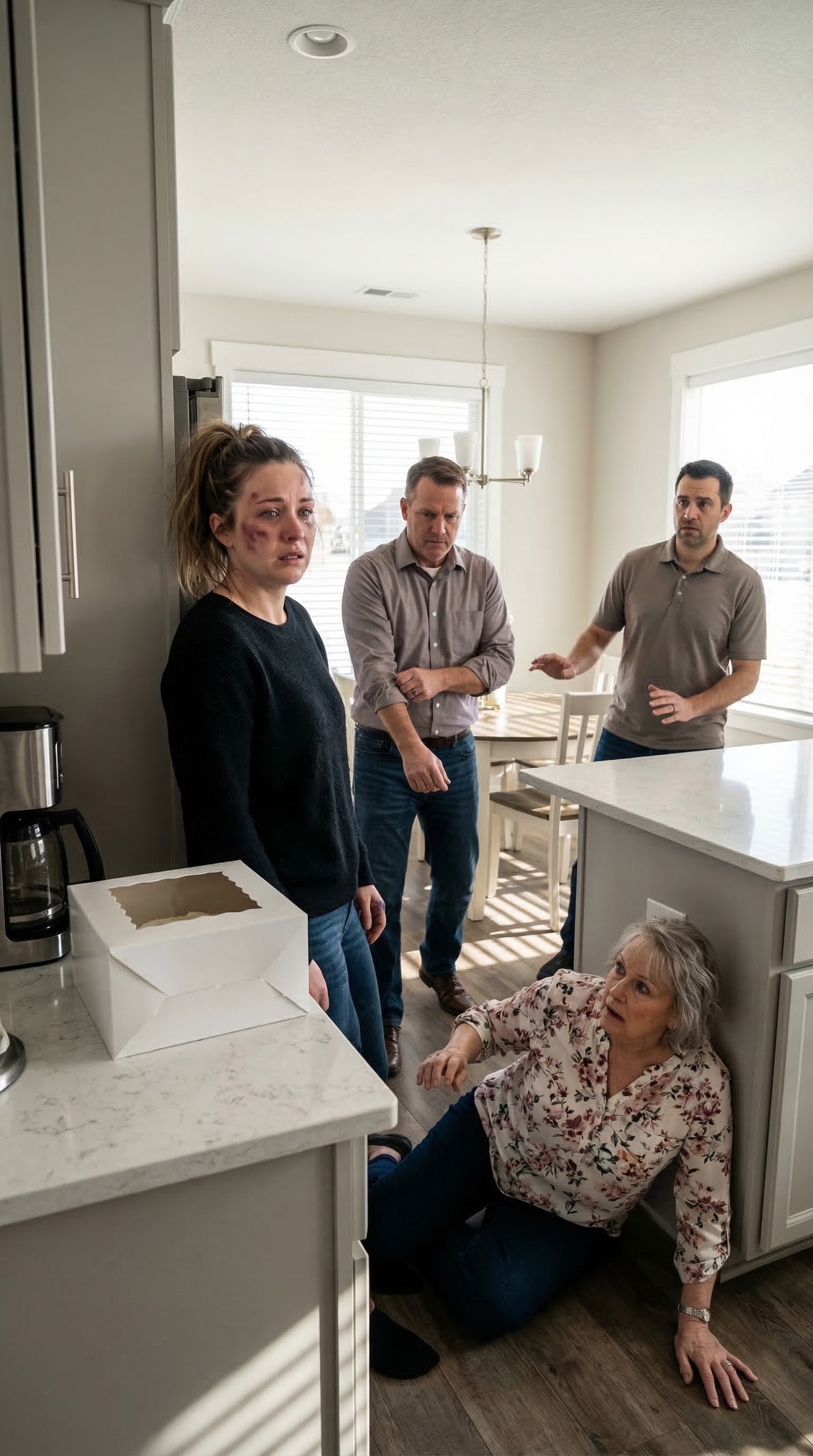 Syntymäpäivänäni isäni käveli sisään, katsoi mustelmilla olevaa kasvojani ja kysyi: “Kulta… kuka teki tämän sinulle?” Ennen kuin ehdin puhua, mieheni virnisti ja sanoi: “Niin tein. Annoin hänelle läimäyksen onnittelujen sijaan.” Isäni otti hitaasti kellonsa pois ja sanoi minulle: “Astu ulos.” Mutta kun anoppini laskeutui kontalleen ja ryömi pois ensimmäisenä, tiesin, että tämä päivä päättyisi hyvin eri tavalla. – Tositarinoita