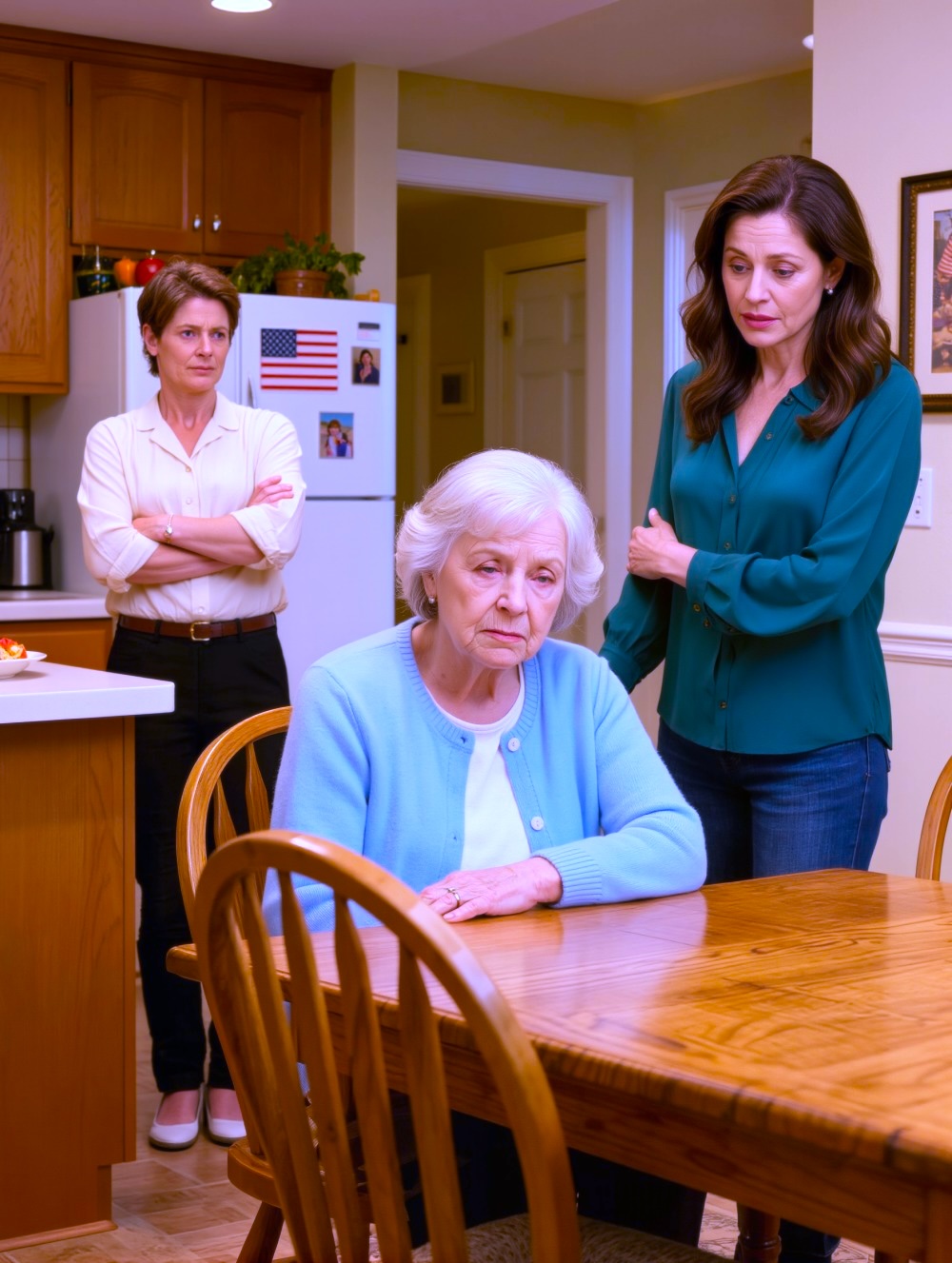 Moja córka zobaczyła mnie siedzącą w ciemności i cicho zapytała: „Mamo, dlaczego w kuchni nie ma nic do jedzenia? Dostajesz 10 000 dolarów miesięcznie”. Synowa wyszła i powiedziała rzeczowo: „Kontroluję każdego dolara, którego dostaje”. Moja córka powoli zdjęła kolczyki, spojrzała jej prosto w oczy i powiedziała: „Więc od dziś ta kontrola się kończy”.