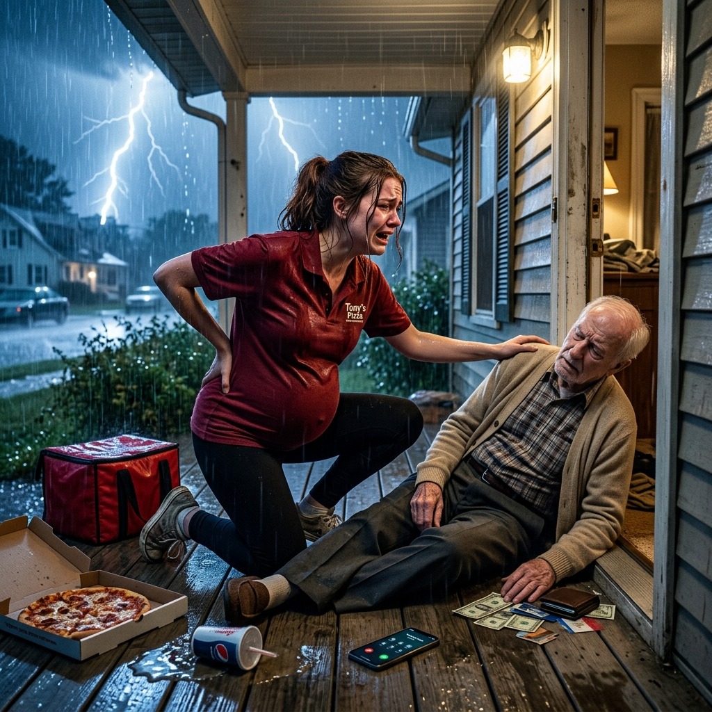 «Jeg var åttende måneder gravid, men jobbet fortsatt som pizzabud for å overleve. En stormfull natt, mens jeg leverte til en gammel mann, kollapset han plutselig og mistet bevisstheten. Jeg bar ham raskt til sykehuset. Neste morgen, da jeg kom tilbake på jobb, ropte eieren meg inn på kontoret sitt – og det jeg så deretter forandret livet mitt for alltid …» – Royals