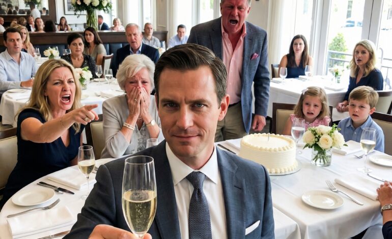 He istuttivat lapseni taakse hänen isänsä syntymäpäivinä – sen jälkeen kun olin lennättänyt kaikki sisään ja maksanut hotellin. Hänen sisarensa virnisti: “Lapsesi eivät kuulu tänne.” Hänen äitinsä nyökkäsi. Nostin lasini ja sanoin: “20 sekuntia.” Viiden aikaan hänen veljensä peitti suunsa. Kymmenen aikaan hänen isänsä nousi seisomaan. Kahdenkymmenen aikaan hänen äitinsä kuiskasi: “Onko se totta?”