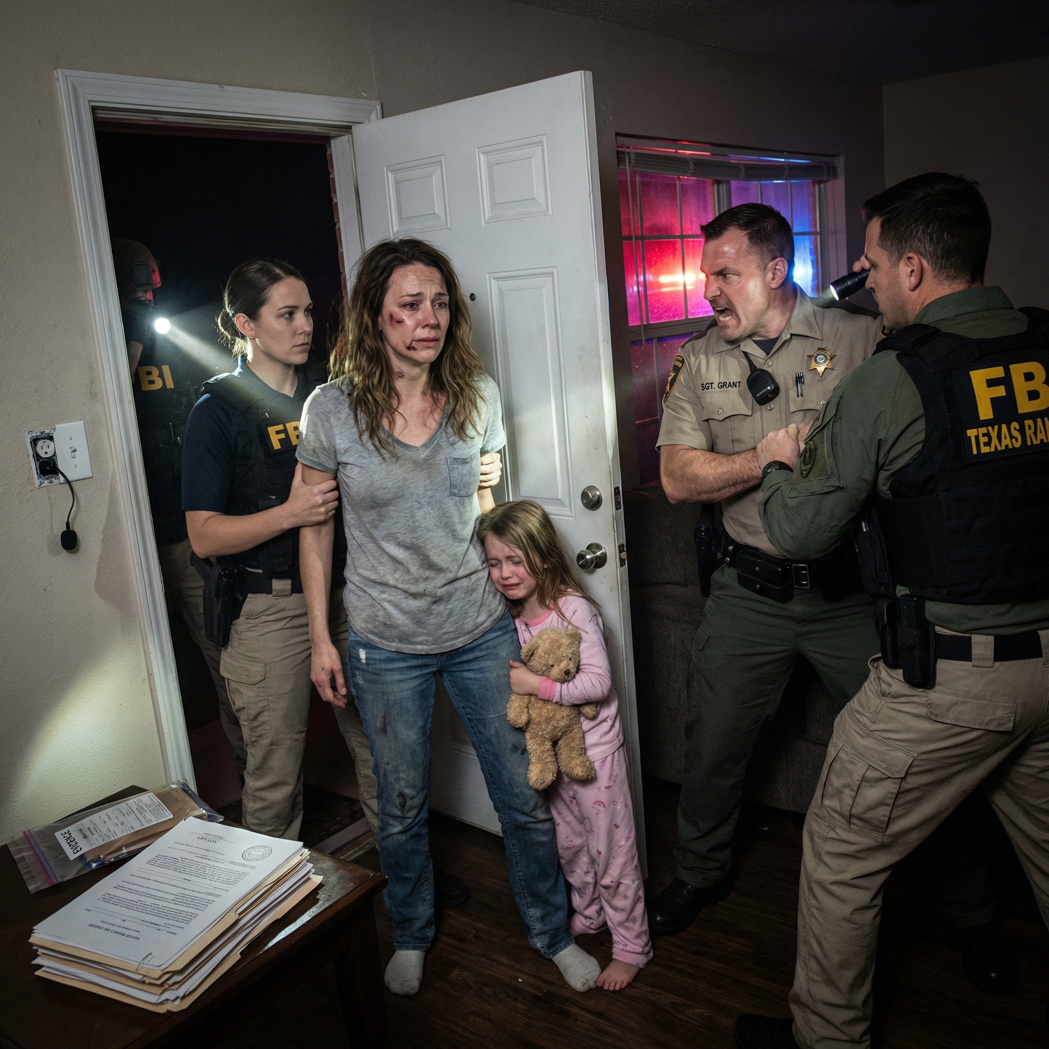 Vaimoni itki ja aneli armoa, kun ylikonstaapeli Grant murskasi hänen leukansa saappaallaan. “Miehesi ei voi pelastaa sinua”, hän sylki, samalla kun hänen miehensä terrorisoivat pientä tyttöäni. Olin tuhansien kilometrien päässä kuunnellen heidän huutojaan piilotetun mikrofonin kautta. En soittanut hätänumeroon. Soitin omalle ryhmälleni. Grant luuli olevansa lainvalvoja. Hänellä ei ollut aavistustakaan, että hän juuri julisti sodan aaveagentille, joka oli pudottanut pommeja tukikohtiin vähemmällä hinnalla kuin mitä hän teki perheelleni. “Nyt… he herättivät paholaisen.” – Kuninkaalliset