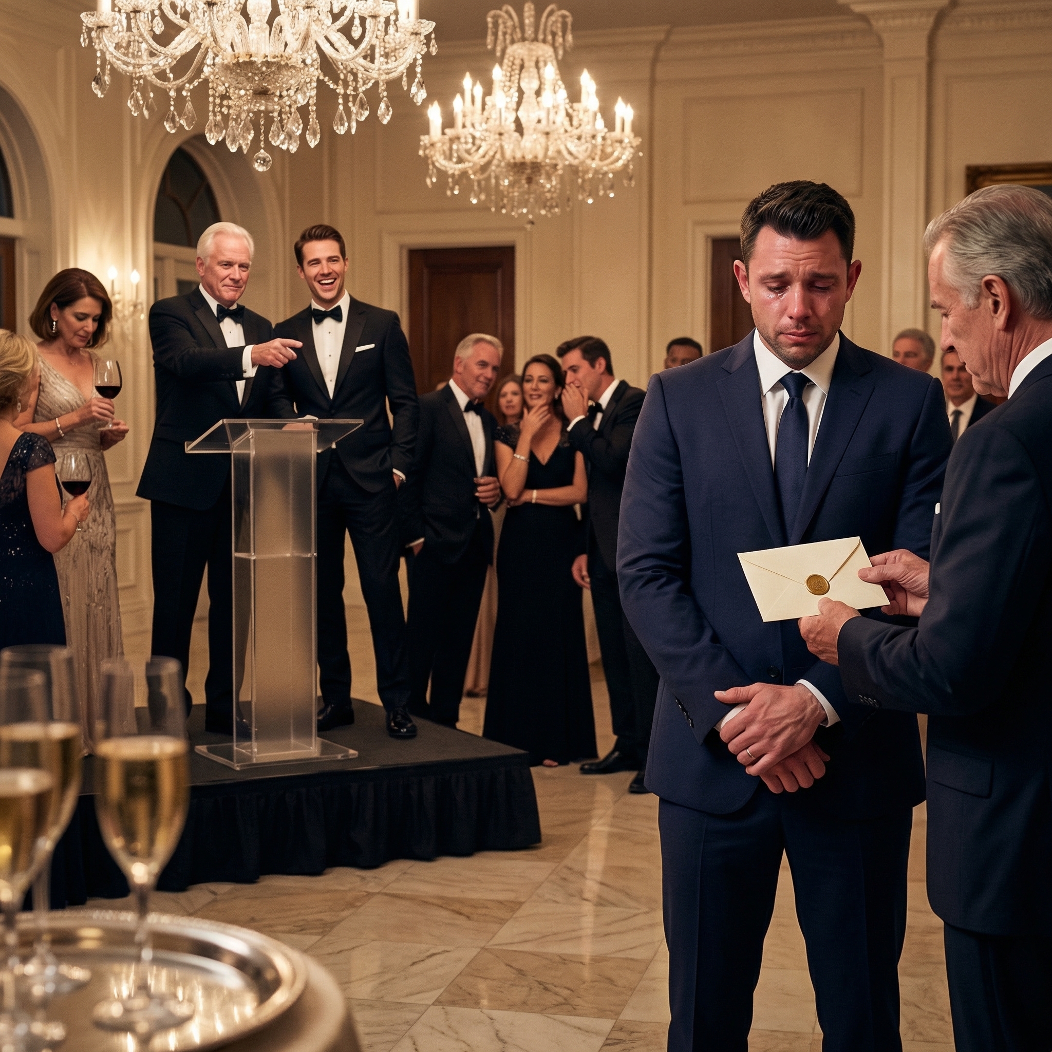 «Hev glassene for sønnen som fortjener navnet mitt», sa faren min, mens han rakte broren min selskapet, huset i Malibu og jetflyet før han snudde seg mot meg med et smil skarpt nok til å ydmyke. Så, i en ballsal full av folk som skyldte ham tjenester, sa han den ene setningen han hadde brukt hele livet på å øve på – og noen presset en forseglet konvolutt i hånden min. – Nyheter