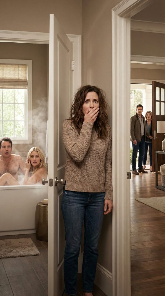 Jeg kom tidlig hjem og hørte latter fra badet. Da jeg åpnet døren, lå mannen min i badekaret … med bestevenninnen min. Jeg låste dem inne, tok telefonen min og ringte mannen hennes. «Du må komme hit nå – akkurat nå.» Minutter senere dukket han opp ved døren min. Men da jeg så hvem som kom ut ved siden av ham, stoppet hjertet mitt nesten. Det var da jeg innså at dette sviket var enda større enn jeg hadde forestilt meg … – Sanne historier