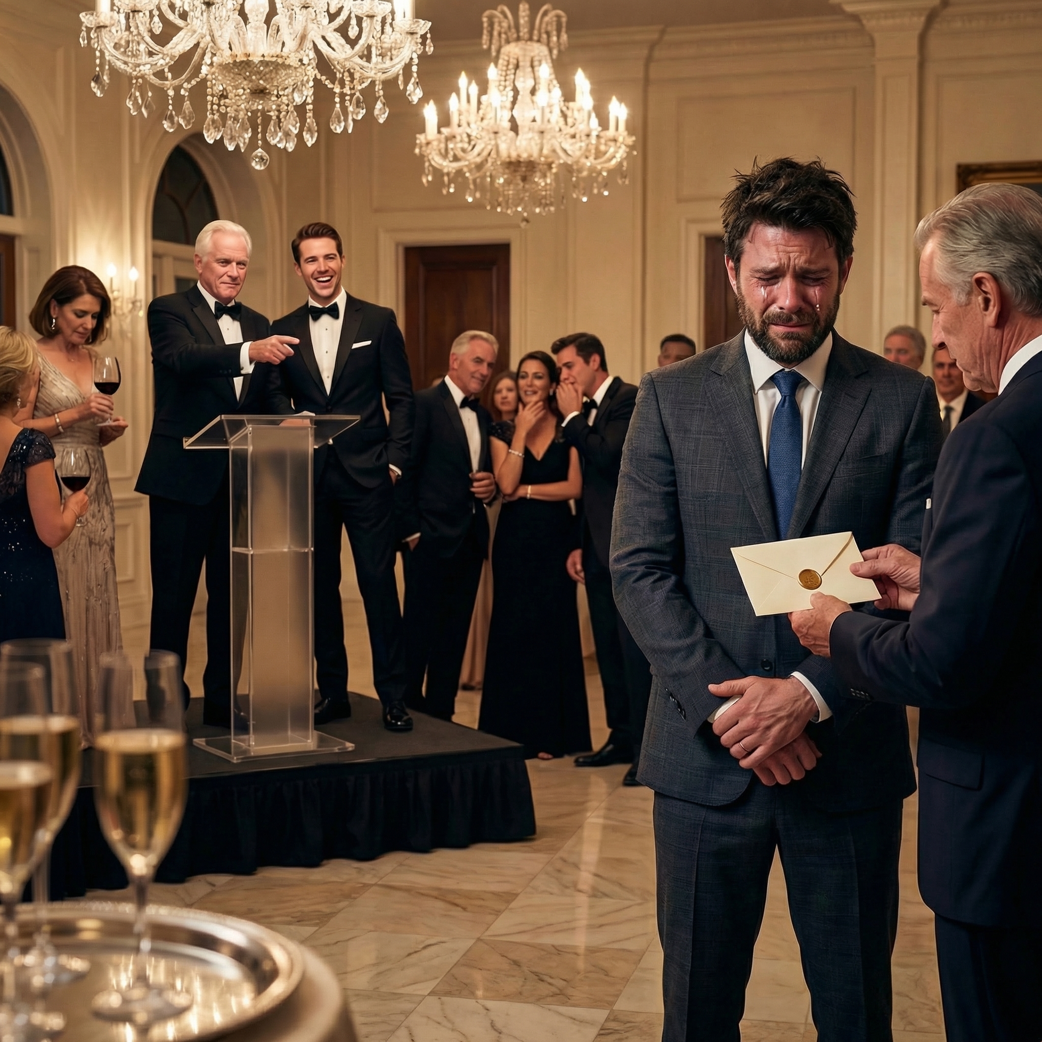 „Wznieście toast za syna, który zasługuje na moje imię” – powiedział mój ojciec, wręczając bratu firmę, dom w Malibu i odrzutowiec, po czym odwrócił się do mnie z uśmiechem tak ostrym, że aż upokarzającym. Potem, w sali balowej pełnej ludzi, którzy byli mu winni przysługi, wypowiedział zdanie, nad którym ćwiczyłem całe życie – i ktoś wcisnął mi do ręki zapieczętowaną kopertę.