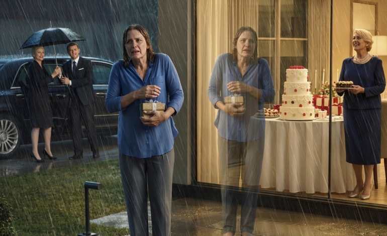 Stałem na zewnątrz swojego domu w mroźnym deszczu, podczas gdy mój syn śmiał się w środku, krojąc swój urodzinowy tort z żoną i jej matką.