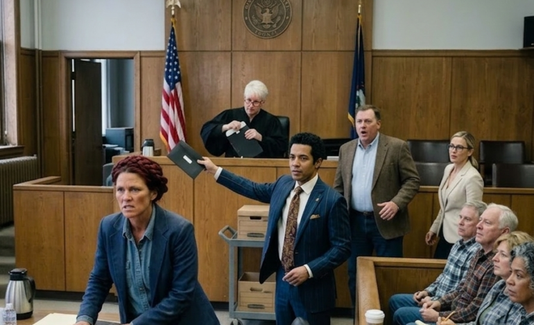 Biorę łyk wody z plastikowego kubka stojącego przede mną – metalicznej, letniej, o smaku starych rur i kurzu z sądu – i bezszelestnie odstawiam go na drewnianą poręcz.