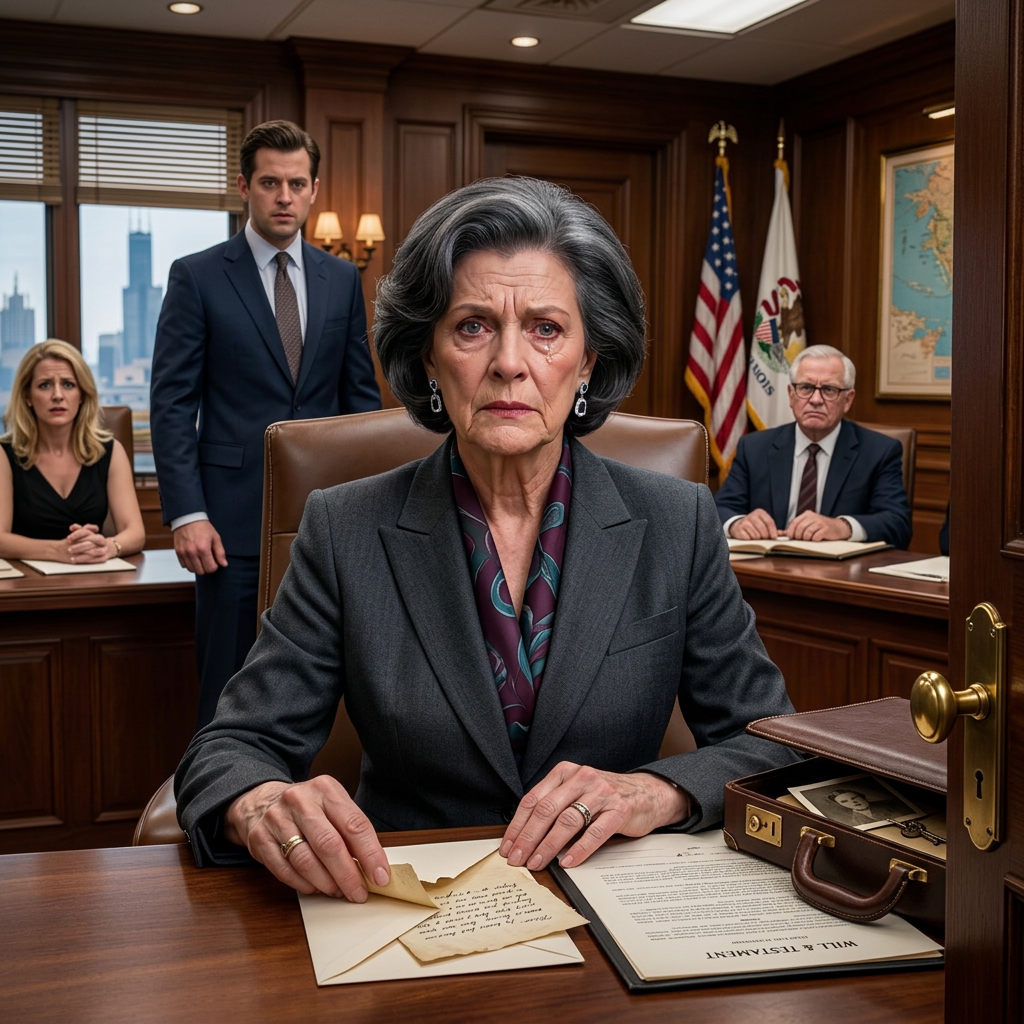 Podczas pogrzebu mojego męża w Chicago, nasz jedyny syn wybrał wystawne przyjęcie urodzinowe zamiast pożegnania, więc następnego ranka, w mahoniowej kancelarii prawnej, wykorzystałam klauzulę ukrytą przez męża w testamencie, aby przekierować zapis 1,2 mld dolarów z przysługujących mu praw na jego pracowników, naszą wnuczkę i fundację stypendialną… a kiedy kamery i sąd przyszły po mnie, pozostała mi jeszcze jedna decyzja.