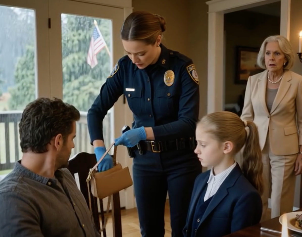 Moja dziewczyna zaprosiła mnie i mojego syna na coś, co wyglądało na ciepłą, rodzinną kolację. Wszyscy przy stole myśleli, że nikt nie zauważył, że jej córka wsunęła coś do kieszeni kurtki mojego syna. Sprawdziłem i zrobiło mi się zimno, ale nie wystawiłem jej od razu… a potem, niecałe trzydzieści minut później, zanim jeszcze nalano kawę, policja była przy drzwiach.