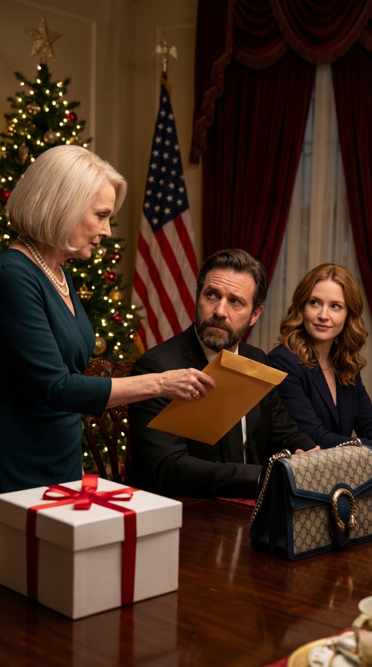 I invited my son and his wife to dinner on Christmas. I surprised my son with a BMW, and my daughter-in-law with a designer handbag. But then my son smiled and said: ‘Mom, my wife said you need to learn a lesson. You won’t be getting any gifts.’ My daughter-in-law sat there, smiling. I slowly took out an envelope: ‘Good. Then I also have one more gift for you two!’ The moment he opened the envelope, his expression changed. His hands started shaking. – News