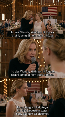 Az esküvőmön a szüleim fekete gyászruhát viseltek. Anya átvette a mikrofont: “Itt maradunk, amíg át nem adod a házat a húgodnak!” – nevetett a húgom. A férjem nyugodtan felállt és a képernyőre mutatott. Ami felvillant rajta, arra késztette őket, hogy elmeneküljenek a helyszínről – Hírek