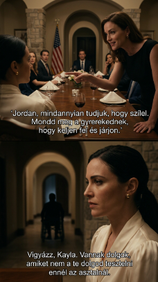 Hálaadás napi vacsorán a húgom talpra ugrott, egyenesen a 12 éves lányomra mutatott, és azt sziszegte: „Mindannyian tudjuk, hogy színlel!”, majd a fia elrántotta a kerekesszéket, és gúnyosan hozzátette: „Akkor kelj fel és sétálj!” Nem sírtam. Csak egyetlen telefonhívást intéztem. Öt perccel később az egész terem elcsendesedett. – Hírek