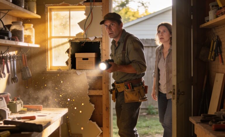 Vuotta vaimoni kuoleman jälkeen palkkasin sähköasentajan sähköasentamaan hänen vanhan työpajansa uudelleen. Kun hän soitti ja sanoi: “Tule kotiin heti. Löysin jotakin seinästä piilotettua… mutta tule yksin”, kiiruhdin paikalle. Kun saavuin perille, jähmetyin näkemääni.