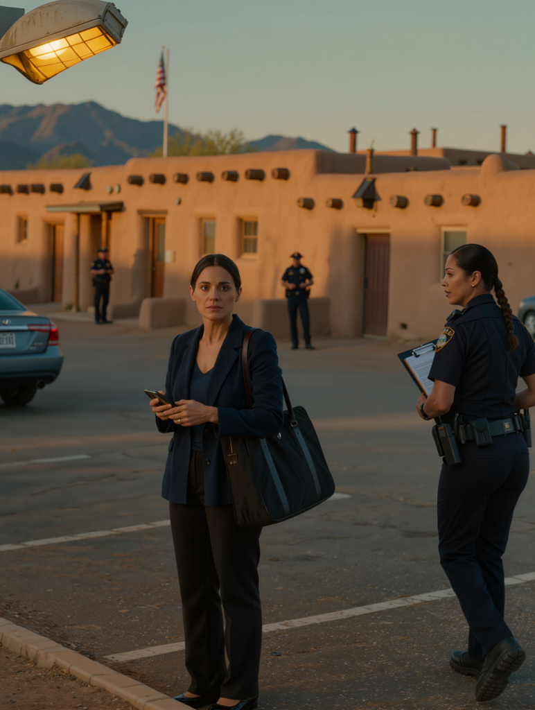 Jeg gikk ut av jobb til en tom parkeringsplass. Den lille sølvfargede Camryen min – som nettopp var nedbetalt – var borte. Jeg ringte foreldrene mine i panikk. «Å, kjære, slapp av. Vi ga den til Alyssa. Hun trenger den mer.» Søsteren min hadde kjørt tre biler på fem år. Dette var min første nye bil noensinne. Jeg la på og ringte nødnummeret … Jeg heter Marissa Vega, og jeg er tretti år gammel – født og oppvokst i Santa Fe, New Mexico. Den pålitelige datteren i en familie som roser kaos og straffer ro. Jeg jobber som programvareingeniør – ren jobb, ren kredittvurdering, ren vandel. Mens min yngre søster Alyssa raser gjennom livet som om den skylder henne applaus. Foreldrene våre kaller det «kunstnerisk temperament». Jeg kaller det å aldri måtte si unnskyld. Så lenge jeg kan huske har jeg vært den ansvarlige – den som budsjetterte, holdt seg stille, møtte opp. Men å være den stødige datteren gjorde meg bare lettere å ta fra. Jeg trodde ikke de noen gang ville krysse grensen helt. Helt til den dagen jeg gikk inn på en parkeringsplass og fant bilen min – den jeg jobbet seks år for å betale ned – borte. De tok ikke bare bilen min. De ødela noe de aldri får tilbake. Før jeg fortsetter, ta deg et øyeblikk til å like og abonnere – men bare hvis du virkelig kjenner deg igjen i denne historien. Og legg igjen byen din og lokal tid i kommentarfeltet. Jeg vil gjerne vite hvor du ser på fra. La meg nå ta deg tilbake til en av de Santa Fe-kveldene der lyset treffer alt akkurat passe – varmt, gyllent, nesten tilgivende. Adobe-veggene rundt kontoret mitt glødet som om de holdt inne dagens siste hete. Jeg var tappet for energi – klar for stillhet og pastarester – og så allerede for meg min lille sølvfargede Camry vente på meg der jeg alltid parkerte: tredje rad fra nordutgangen, rett under den skjeve gatelykten som flimret som om den hadde hemmeligheter. Men plassen var tom. Først trodde jeg kanskje jeg hadde parkert et annet sted. Jeg gikk opp og ned to rader til – hælene mine klikket raskere for hvert skritt. Ingenting. Bare støv og fjerne samtaler. En stikkende kulde senket seg midt i brystet mitt idet jeg dro frem telefonen med skjelvende fingre. Kanskje den hadde blitt tauet bort. Kanskje noen hadde brutt seg inn. Kanskje – Gud, jeg ville ikke si det høyt. Jeg trykket på ring. «Mamma,» sa jeg da hun svarte. «Bilen min er borte. Tauet noen den bort? Kom pappa og hentet den?» Stemmen hennes var vanvittig rolig. «Å, kjære, ikke få panikk. Vi ga den til Alyssa.» Stillhet. Av den typen som faller tungt – tykk som en tallerken som har falt i et stille rom. «Hva?» sa jeg – knapt over en hvisking. «Hun trengte den, Marissa. Den gamle bilen hennes brøt sammen forrige uke, og hun har nettopp startet i den nye jobben. Husker du? Hun var i tårer. Vi visste at du ville forstå.» Synet mitt ble uklart. Jeg blunket hardt – hjertet hamret så høyt at jeg nesten ikke kunne høre henne. «Gav du bilen min til Alyssa?» «Hun trengte den mer enn deg,» sa hun. «Du jobber hjemmefra halve uken, og du har alltid vært så generøs med henne.» Jeg stirret utover parkeringsplassen – ørkenvinden løftet kanten av blazeren min. Generøs. Det var det de kalte det. Ikke tyveri.Ikke svik. Bare mer av det samme – jeg ga, de tok, og Alyssa skøytet forbi uten et blåmerke. Kjeven min låste seg. «Du hadde en nøkkel,» sa jeg – som om jeg snakket med en fremmed. «Du brukte nødnøkkelen.» «Vel, vi ville ikke forstyrre deg på jobb.» Det var da jeg la på. Fingrene mine føltes som is da jeg låste opp telefonen igjen og svevde over tastaturet. Vinden tok tak i håret mitt og pisket det over ansiktet mitt – men jeg rørte meg ikke. Jeg bare sto der og stirret på stedet der bilen min pleide å være. Jeg trykket 9. Så 1. Så 1. 911. «Hva er nødsituasjonen din?» spurte operatøren – stemmen hennes var stødig og avmålt. «Bilen min har blitt stjålet,» sa jeg. Jeg kunne ikke tro hvor rolig jeg hørtes ut. «Sølvfarget 2023 Toyota Camry. Skilte fra New Mexico.» «Vet du hvem som kan ha tatt den?» Jeg svelget tungt. «Ja,» sa jeg. «Foreldrene mine ga den til søsteren min. Uten min tillatelse.» Det ble en pause. En lang en. «Tror du at et familiemedlem tok bilen din uten samtykke?» «Jeg tror det ikke,» sa jeg. «Jeg vet det.» «Forstått, frue. Vær så snill å bli der du er. Vi sender en politibetjent for å ta forklaring.» Jeg la på og stirret på skjermen til den dempet seg. Vinden hadde tatt seg opp nå – jaget søppel over asfalten, ulte lavt gjennom bilrekkene som en advarsel. Noen få personer gikk forbi – uten å legge merke til meg. Bare enda en kvinne på telefonen sin. Kanskje utelåst. Kanskje bare sendte tekstmeldinger. Ingen så at verden nettopp hadde sprukket i to under føttene mine. Telefonen min begynte å summe. Mamma igjen. Så pappa. Jeg svarte ikke. I stedet satte jeg meg ned på fortauskanten – knærne trukket mot brystet – og ventet. De stjal ikke bilen min. De stjal det siste som bandt meg til den versjonen av meg selv som fortsatte å tilgi dem. Politibilen kjørte inn på parkeringsplassen med stille autoritet – frontlyktene skar gjennom den snikende skumringen. Konstabel Navarro steg ut – støvlene knaset mot grusen, det mørke håret hennes tvinnet i en stram flette som ikke rørte seg i vinden. Hun gikk mot meg med rolig besluttsomhet – et utklippstavle gjemt under armen, øynene hennes skannet parkeringsplassen som om den fortsatt kunne skjule Camryen min i åpent syn. «Frøken Vega?» Jeg reiste meg – børstet støv av buksene mine. «Ja. Marissa.» Hun nikket én gang – tonen hennes var nøytral, men ikke kald. «Du meldte fra om et stjålet kjøretøy.» Jeg ga henne mappen jeg hadde trukket opp av skrivebordsskuffen min da jeg innså at dette ikke kom til å ende med en telefonsamtale og en vaklende unnskyldning. «Inni – tittel, registrering, forsikringsbevis, hver eneste betalingsutskrift – inkludert den som var stemplet som betalt i sin helhet for bare tre uker siden.» Hun bladde gjennom. «Alt dette står i ditt navn?» Hver linje. Ingen medunderskriver. Ingen. Hun stoppet opp – løftet blikket for å møte mitt. «Vet du hvem som tok kjøretøyet?» «Søsteren min,» sa jeg. «Alyssa Vega. Foreldrene mine ga henne en reservenøkkel jeg la igjen hos dem for nødstilfeller. Det var ikke en nødsituasjon.» Jeg lo – bittert og flatt. «Hun ødela bilen sin igjen. Det blir tre nå. De regnet med at min var ledig.» Navarro kladdet noe – og pekte deretter mot en benk i nærheten hvor vi kunne sitte.Jeg ble stående – altfor rå til å være stille. «Familietyverisaker er kompliserte», sa hun. «Men de er fortsatt tyveri. Loven gjør ikke unntak for følelser.» Ordene hennes traff hardt. Ikke fordi de var harde. Men fordi de var sanne. I tretti år hadde jeg lært det motsatte. I huset vårt overstyrte følelser fakta. Og kjærlighet skulle dekke over enhver overtredelse – uansett hvor dyp den var. Jeg tenkte på første gang noe av meg forsvant. Jeg var åtte år og hadde spart i en måned for å kjøpe en glitrende lilla dagbok med en billig sølvlås. Alyssa fant nøkkelen og fylte sidene med kruseduller og tilståelser om sin siste forelskelse. Da jeg gråt, sa mamma: «Hun er bare liten. Ikke få henne til å føle seg dårlig.» Jeg var også åtte. Men på en eller annen måte var jeg alltid eldre – alltid ansvarlig for følelsene mine. Politibetjent Navarro pekte opp mot et sikkerhetskamera montert på en lyktestolpe. «Vi skal ta opptak. Hvis hun kjører rundt med det, finner vi det.» «Hun tror sikkert det er en gave», mumlet jeg. «Hun finner det nok ut av det ellers», svarte Navarro. Hun ga meg et saksnummer skrevet pent på et lite kort. «Hvis søsteren din eller foreldrene dine kontakter deg, ikke ta kontakt. Dokumenter alt. La oss ta oss av det.» Jeg tok kortet – hjørnene gravde seg inn i håndflaten min. «Jeg trodde aldri jeg skulle være her – og anmelde min egen familie.» «Du ville bli overrasket over hvor ofte det skjer», sa hun. «Rettigheter bryr seg ikke om blod.» Radioen hennes knitrer, og hun svarte med en kort serie koder jeg ikke forsto. Så reiste hun seg. «Vi tar kontakt snart.» Jeg nikket – mens jeg så på henne gå. Hennes tilstedeværelse forsvant i mørket idet politibilen hennes kjørte ut – og etterlot røde og blå blink på fortauet som raskt forsvant. Jeg var alene igjen. Men noe hadde forandret seg. Hjemme føltes stillheten huleaktig. Jeg skiftet av arbeidsklærne og sto ved kjøkkenbenken – og stirret på det blinkende lyset på telefonsvareren. Tre nye talemeldinger. Jeg trykket ikke på avspillingsknappen. I stedet helte jeg et glass vann – satte meg ned – og stirret ut av vinduet der gatelysene blafret over stukkaturvegger og parkerte biler. Telefonen min vibrerte igjen. Pappa ringte. Så igjen – ukjent nummer. Jeg snudde den med forsiden ned. Neste morgen på jobb prøvde jeg å fokusere. Prøvde å drukne meg selv i kode og ren logikk – der ting ga mening og fulgte regler. Men jeg fortsatte å sjekke vinduet – og forventet å se bilen min tilbake på parkeringsplassen som om alt hadde vært en ond drøm. «Hei», sa en stemme – som skremte meg. Jeg så opp og så Jordan lent seg mot kanten av avlukket mitt. «Går det bra?» Jordan Carr var den typen kollega som holdt seg for seg selv – men som alltid visste når noen ikke hadde det bra. Skarpe øyne. Mild stemme. Den typen person du ikke la merke til før de fikk deg til å føle deg sett. Jeg nølte. «Familiegreier», sa jeg – med stram stemme. Hun la hodet på skakke. «Vil du snakke?» Jeg åpnet munnen – men ingenting kom ut. Så – endelig – hvisket jeg. «De ga bilen min til søsteren min.» Jordan blunket. «Ga?» «Brukte nødnøkkelen min. Sa det ikke til meg. Bare ga den bort.»«Og nå er jeg skurken fordi jeg er sint.» Hun rykket ikke til. Hun bare nikket sakte. Så sa hun: «Du skylder ingen tausheten din.» Jeg bet meg i leppa. Jeg hadde brukt så mange år på å være fredsbevareren – den som fikser freden – den som tilgir. Og jo mer jeg ga, desto mindre virket det som om jeg hadde igjen. Da jeg kom hjem den kvelden, holdt telefonen min på å eksplodere. Tekstmeldinger. Tapte anrop. Talemeldinger. Pappas stemme i en av dem. «Du er sterkere enn Alyssa. Du klarer deg uten bilen. Vi prøver bare å hjelpe henne på beina. Ikke gjør dette til en stor sak.» Som om seks år med budsjettering – stress – og å bygge uavhengighet kunne reduseres til en tjeneste. Jeg slettet telefonsvareren. Så slettet jeg den neste – og den neste. Hvis det å være sterk betyr å gi til det ikke er noe igjen – så har jeg kanskje hatt nok styrke for et helt liv. Om morgenen hadde telefonen min blitt til en beleiringsmaskin. Seks ubesvarte anrop fra mamma. Fire fra pappa. En telefonsvarer fra tanten min. Og to numre jeg ikke kjente igjen – sannsynligvis søskenbarn som ikke hadde snakket med meg på flere år, men som nå plutselig følte seg tvunget til å gripe inn. Jeg sjekket ingen av dem. Jeg sto bare på kjøkkenet og klamret meg til kaffekoppen min – så på damp som steg opp i sollyset som røyk fra et bål jeg ikke hadde startet, men som jeg fortsatt ville få skylden for. Det var lørdag. Jeg trengte ikke å jobbe. Jeg burde ha gått en tur – eller gått gjennom torget – kanskje besøkt bondens marked. Men vekten i brystet mitt var for tung. Jeg klarte ikke å puste frisk luft da alt inni meg føltes surt. Da telefonen ringte igjen, ignorerte jeg den nesten. Så så jeg navnet – mamma. Jeg stirret på det – lot det ringe til siste sekund – så svarte hun. «Marissa.» Stemmen hennes var stram – sprø. «Har du roet deg ned?» «Nei,» sa jeg. Et lite øyeblikks stillhet. «Jeg bare – dette river faren din i stykker. Alyssa er knust. Hun visste ikke engang at du ville reagere slik.» «Hun visste ikke at jeg ville bli opprørt over at bilen min ble stjålet.» Jeg holdt stemmen lav – stødig. Jeg var lei av å heve den. «Hun stjal den ikke,» sa hun skarpt. «Vi sa til henne at det var greit. Du lot henne alltid bruke tingene dine.» «Jeg sa ikke at hun kunne bruke denne.» glefset jeg. «Jeg visste ikke engang at den var borte før jeg gikk inn på parkeringsplassen som en idiot.» «Du er ikke rettferdig», sa hun. Og det var det. Den frasen – gullbilletten familien min ga hverandre hver gang noen turte å sette en grense. Jeg var ikke rettferdig da jeg ikke lånte Alyssa penger. Jeg var ikke rettferdig da jeg nektet å dekke husleien hennes den ene måneden. Jeg var ikke rettferdig da jeg fortalte pappa at jeg ikke ville flytte hjem igjen mens Alyssa «fant ut av ting». «Retteferdig», sa jeg. «Vil du snakke om rettferdig?» Jeg ventet ikke på svaret hennes. Jeg trykket på høyttalerknappen – satte telefonen på benken – og gikk til skapet på soverommet mitt. Jeg åpnet en liten oppbevaringsboks og dro frem en gammel notatbok med sprukket spiralrygg. Jeg hadde beholdt den siden universitetet – halvparten budsjettnotater, halvparten spredte minner. Jeg bladde til en side merket Utgifter – Høstsemesteret. «Husker du da jeg var tjue og sparte til skolepenger?» spurte jeg. Hun var stille.«Du tok tolv hundre dollar fra den kontoen og fortalte meg etterpå at Alyssa trengte ny programvare til fotokurset sitt.» Jeg jobbet som servitør på kveldstid og studerte informatikk. «Du sa at jeg var bedre til å håndtere stress.» «Marissa, det var for mange år siden.» Jeg gikk tilbake til kjøkkenet. «Eller da jeg flyttet ut og lot futonen og TV-en være igjen – jeg kom tilbake for å hente dem en uke senere, og Alyssa hadde dem på rommet sitt. Du sa at hun trengte et eget sted. Jeg kranglet ikke engang. Jeg lot det være.» Pusten hennes hadde endret seg – raskere nå. Defensiv. «Dette er ikke det samme.» «Du har rett,» sa jeg. «Det er det ikke. Denne gangen gir jeg det ikke slipp.» «Ikke gjør dette,» sa hun – stemmen knirket. «Du ringte politiet. Søsteren din kan bli arrestert.» «Hun burde bli arrestert.» «Hun er søsteren din, Marissa.» «Og jeg er datteren din,» sa jeg. «Men det virket aldri å ha betydt så mye.» Det ble stille i linjen. Så – fjernt – hørte jeg pappas stemme i bakgrunnen – lav og sint. En rasling. Han hadde tatt telefonen. «Marissa,» sa han – og brukte sin rolige, øvde tone som om jeg var en klient han trengte å vinne over. «La oss være fornuftige her.» «Jeg er forbi fornuftige.» «Vi stjal den ikke. Vi lånte den. Den er fortsatt i familien.» «Du brukte en nøkkel jeg ga deg til nødstilfeller. Du spurte ikke. Du fortalte meg det ikke engang. Jeg fant det ut da jeg trodde den var stjålet.» «Vi skulle fortelle deg det etter at Alyssa hadde funnet seg til rette i den nye jobben.» «Selvfølgelig gjorde du det,» sa jeg. «Som du fortalte meg om studiefondet. Eller møblene. Eller den bærbare datamaskinen. Alltid etterpå.» Han sukket – og jeg kunne høre tålmodigheten sprekke i stemmen hans. «Hun er søsteren din. Hun prøver å komme seg på beina.» «Hun er tretti,» sa jeg. «Hun har «prøvd» i over et tiår.» «Du er sterkere. Det har du alltid vært.» Der var den. Jeg lo – ikke en glad lyd. En hul, ødelagt ting som skrapte mot halsen min. «Hører du deg selv? Du sier det som om det er en kompliment. Det er det ikke. Det er bare tillatelse til å fortsette å ta fra meg.» Nok en stillhet. Så var mamma tilbake på linjen – skjelvende og panisk. «Vær så snill, Marissa. Hvis du ikke dropper anmeldelsen, kan hun få en rulleblad. Hun kan miste jobben. Er det det du vil?» «Nei,» sa jeg stille. «Det jeg vil er at hun skal forstå at det finnes konsekvenser. Og hvis hun ikke returnerer den, vil politiet håndtere det.» «Det ville du ikke,» hvisket hun. «Se på meg.» Jeg avsluttet samtalen. I løpet av minutter fortsatte sperreildet. Flere numre. Flere talemeldinger. Jeg svarte ikke på noen av dem. Jeg la ned telefonen og gikk ut på balkongen. Himmelen var vasket i mykt lavendelfarget lys. Skyer rullet sakte over fjellene – rolige og utilgjengelige. Jeg grep tak i rekkverket og lukket øynene – pustet gjennom smerten i brystet. Telefonen min vibrerte bak meg som et sår som ikke ville lukke seg. De oppdro ikke en datter. De lagde en forbanna dørmatte. Og nå er de sjokkerte over at jeg endelig reiste meg. Tinghuset luktet gammelt papir og blekemiddel.Jeg satt på en smal trebenk utenfor rettssal 3C – hendene presset mot knærne for å hindre dem i å riste. Lysstoffrørene i taket surret svakt – for sterke, for sterile, som om de prøvde å vaske alt rent, inkludert det som ikke kunne være det. Alyssa satt på den andre siden av gangen sammen med foreldrene våre – foten hennes hoppet nervøst, telefonen hennes klemt i begge hendene. Hun ville ikke se på meg. Det ville de heller ikke. Moren min hadde på seg sitt fineste skjerf – det hun sparte til kirken og begravelser. Pappa fortsatte å hviske til henne – men blikket hans var festet på de lukkede rettssalsdørene som om han kunne tvinge dem til å holde seg lukket. Den offentlige forsvareren lente seg mot veggen ved siden av dem – kjedet seg og bladde gjennom notater. Bare nok en sak for ham. Enda en trist familie med for mye drama og ikke nok grenser. Da kontoristen åpnet døren og ropte State of New Mexico mot Alyssa Vega – vred magen min seg. Alyssa krympet seg. Foreldrene mine reiste seg samtidig – som en enhet. Hun fulgte etter dem inn i rettssalen uten å kaste et blikk i min retning. Jeg reiste meg også – men jeg holdt meg tilbake, bak tauet på andre rad. Rommet var kjølig. Veggene var panelt med matt treverk – og dommerbenken ruvet høyt over oss. En kvinne i sekstiårene presiderte – det grå håret hennes var stramt bakover, øynene hennes var uleselige bak de smale brillene. Hun skannet mappen – så på Alyssa. «Du har gått med på å avgi en erklæring i dag.» Alyssa nikket – stemmen hennes var knapt hørbar. «Ja, Deres ærede dommer.» Advokaten hennes ga ham den signerte erklæringen. Dommeren leste den – ansiktet hennes var ubevegelig. «Frøken Vega,» sa hun, «vennligst les Deres skriftlige innrømmelse inn i protokollen.» Alyssas hender skalv da hun brettet ut papiret. Stemmen hennes kom lav, men klar. «Jeg, Alyssa Vega, innrømmer at jeg tok søsterens bil uten tillatelse. Jeg visste at kjøretøyet ikke var registrert på meg. Jeg visste at jeg ikke hadde samtykke. Jeg tok den uansett. Jeg trodde hun ville tilgi meg. Jeg tok feil. Det jeg gjorde var tyveri. Beklager.» Hennes siste ord sprakk idet hun sa dem. En enkelt tåre rant nedover kinnet hennes. Og jeg så den falle – mens jeg ventet på at følelsene skulle stige i meg. Sinne. Lettelse. Noe. Men alt jeg følte var en dump utmattelse – den typen som kommer etter at man har båret for mye vekt for lenge. Dommeren nikket. «Takk, frøken Vega.» Hun ga uttalelsen til kontoristen. «La saksdokumentene gjenspeile en skyldig tilståelse.» Hun snudde seg tilbake til Alyssa. «Denne retten godtar din innrømmelse. Du er dømt til seks måneders prøvetid, ett års inndragning av førerkortet og erstatning på åtte hundre og førtisju dollar for å dekke beslags- og saksbehandlingsgebyrer. Unnlatelse av å etterkomme bestemmelsene vil føre til tilbakekall av prøvetiden og fengsling.» Ordene falt ned med et smell. Moren min gispet. Dommeren reiste seg og gikk ut gjennom sidedøren. Og plutselig var alt over. Så stille. Så fort. Alyssa sank sammen i stolen. Advokaten hennes lente seg over – hvisket instruksjoner. Farens hånd hvilte på skulderen hennes. Moren min rakte etter hånden hennes. Ingen av dem så på meg.De passerte hverandre innen rekkevidde da de forlot rettssalen. Alyssa gikk med bøyd hode – håret falt som et forheng over ansiktet hennes. Jeg kunne ha stoppet henne. Jeg kunne ha sagt navnet hennes. Men det gjorde jeg ikke. Fordi jeg visste hva som ville skje. Hun ville se på meg med de store, tårevåte øynene fulle av skyldfølelse og selvmedlidenhet. Moren min ville trå til – stemmen hennes skjerpet av smerte og stolthet. «Marissa, ikke gjør ting verre.» Så jeg lot dem gå forbi. Utenfor var himmelen lav og grå. Regn truet, men det kom aldri. Familier sto på trappene til tinghuset – klemte hverandre, gråt, krøp sammen under paraplyer. Jeg sto alene. Og så ikke min noe sted. Kanskje de hadde parkert rundt kvartalet. Kanskje de allerede hadde dratt. Jeg brydde meg ikke. Jeg gikk sakte til den beslaglagte parkeringsplassen i industriområdet. Luften var tung av støv og olje. Kontoristen så ikke opp da han dyttet et skrivebrett over disken. «Camry. Silver. Plass tolv. Nøkler inni.» Jeg nikket og signerte. Rekker med skadede biler strakte seg ut under summende flomlys. Så så jeg den – Camryen min parkert skjevt, som om den som hadde forlatt den ikke brydde seg om den ble stående eller rullet av gårde. Jeg åpnet døren. Lukten traff meg først – billig parfyme, hurtigmatfett, noe klissete og surt i koppholderen. Søppel lå strødd utover gulvet. Mascaraflekker på passasjervinduet. Nøddekket mitt – en gang pent brettet – krøllet seg sammen i baksetet. Tomme Red Bull-bokser raslet da jeg satte meg ned. Bensintanken var nesten tom. Brystet mitt verket – ikke av rotet, men av hva det betydde. Alyssa hadde ikke nettopp tatt bilen min. Hun hadde vist den respektløshet – kastet den som om det bare var enda en ting hun hadde rett til å ødelegge. En stemme bak meg sa: «Ser alt bra ut?» Jeg snudde meg. Konstabel Navarro sto på førersiden – utklippstavlen i hånden. «Den er intakt,» sa jeg. «Det er nok, antar jeg.» Hun lente seg mot bilen. «Du vet,» sa hun stille, «folk tror det er vanskeligst å anmelde fremmede. Men det er det ikke. Det er i slike saker.» Jeg så på henne. «Hvorfor?» «Fordi når en fremmed stjeler fra deg, er det tap,» sa hun. «Når noen du er glad i gjør det, er det svik. Og svik tar ikke bare eiendelene dine. Det tar tilliten din. Det er vanskeligere å erstatte.» Jeg lukket døren og lente pannen mot rattet. Hun hadde rett. Hun ødela ikke bare bilen. Hun ødela det siste stedet jeg følte meg trygg på å være meg selv. Jeg tilbrakte de neste dagene i en slags stillhet jeg ikke visste jeg var i stand til. Ingen telefonsamtaler. Ingen tekstmeldinger. Ingen forklaringer. Bare stillhet og rom. Dyrebar, tung plass. Camryen sto på parkeringsplassen til den nye leiligheten min – ryddet og støvsuget, med en luftfrisker festet til ventilen og en gul rattlås strukket over den som en forseglet dør. Det handlet ikke om tyveriforebygging. Det var en linje trukket – lyssterk og synlig. Et signal mest til meg selv. Det er her man slutter å la folk ta det de vil ha. Mitt nye sted lå gjemt langs foten av åsene øst for Santa Fe – akkurat langt nok unna til at det føltes som et annet liv.Bygningen var stille – i adobe-stil som så mye annet i byen, med myke, brune vegger og trehus som stakk ut under takskjegget. Det var ingen felles historier her. Ingen som ringte for å låne noe. Ingen uuttalt gjeld. Jeg fortalte ikke familien min at jeg hadde flyttet. Bare én person visste det – bestemor Alma. Hun hadde vært det eneste nummeret jeg ikke hadde blokkert. Hun hevet aldri stemmen. Valgte aldri side. Hun ringte bare på søndagskveldene for å spørre om jeg spiste nok – og for å minne meg forsiktig på at verden ville fortsette å snu uansett om jeg åpnet døren eller ikke. Den onsdagskvelden ringte hun og spurte om hun kunne komme på besøk. «Bare te,» sa hun. «Jeg tar med mitt eget sukker.» Da jeg åpnet døren og så henne stå der – pakket inn i ullfrakken sin til tross for den vedvarende varmen, med vesken gjemt under armen som alltid – kjente jeg noe bevege seg i brystet. Ikke smerte. Ikke sinne. Noe eldre. Noe som hjemlengsel. Hun gikk inn og så seg rundt i det nye stedet mitt. Blikket hennes landet på Camryen gjennom vinduet – deretter på tekannen som varmet seg på komfyren. Til slutt slo de seg til ro med meg. «Moren din fortalte meg alt,» sa hun mens hun satte seg i sofaen. Jeg ble stående – med armene i kors. «Hun er bekymret. Det er søsteren din også. Alyssa er et rot.» Jeg lo skarpt og humorløst. «Et rot. Hun stjal bilen min – løy om den – og ødela innsiden som om det var hybelrommet hennes. Men det er jeg som er problemet.» Alma rykket ikke til. Hun så på meg slik hun alltid hadde gjort – rolig, årvåken. Ikke anklagende. Bare ventende. «Hun har et rulleblad nå,» sa hun. «Et ekte et,» nikket jeg. «Det er det som skjer når folk får konsekvenser.» Hun sukket – lyden myk og sprø. «Konsekvenser kan knekke folk, Marissa.» Jeg satte meg ned overfor henne. «Da burde de kanskje knekke henne – for jeg har brukt hele livet mitt på å være den som bøyer seg.» Alma foldet hendene i fanget – fingrene hennes, slitt av tid, beveget seg fortsatt som om de husket flere tiår med søm, matlaging og å holde folk sammen. «Jeg vet hvordan det føles å holde familien oppreist mens alle andre støtter seg på deg,» sa hun. «Jeg så det på moren din. Og nå ser jeg det på deg.» Jeg svelget tungt – men klumpen i halsen rørte seg ikke. «Jeg har vært sint,» sa jeg. «Veldig sint. Men mer enn det – jeg er sliten. Jeg har båret feilene deres som om de var mine. Og hver gang jeg trakk en grense, kalte de meg kald.» Hun nikket. «Det er fordi du er speilet, Marissa. Og speil gjør folk ukomfortable når de ikke liker det de ser.» Jeg så bort. Solen hadde sunket lavt utenfor – og malte foten av åsene i mykt gull. «De kalte meg egoistisk,» hvisket jeg – for å ha gjort det aller minste for å beskytte meg selv. Stemmen hennes var lavere nå. «Kanskje de sa det fordi du sluttet å gjøre deg selv mindre for deres komfort. Det er ikke egoistisk. Det er overlevelse.» Jeg skjønte ikke at jeg gråt før jeg kjente varmen gli nedover kinnene mine. Jeg tørket tårene raskt – skamfull over hvor lett de hadde kommet. «Jeg ville bare ha rettferdighet», sa jeg. «Ikke ros. Bare rettferdighet.»«Alma reiste seg sakte og gikk bort til der jeg satt. Hun la en varm hånd på skulderen min. «Rettferdighet er vakkert,» sa hun. «Men det finnes sjelden i familier. Vi lærer offer så godt – men ikke beskyttelse.» Hun snudde seg mot døren – og rettet på skjerfet sitt. «Jeg ber deg ikke om å tilgi dem,» la hun til. «Jeg ber deg om å huske hvem du er nå. Du fant et sted hvor du ikke lenger blør for folk som aldri spurte om du hadde det bra.» Jeg fulgte etter henne til døren. Hun stoppet opp i inngangspartiet – hånden hennes hvilte lett på karmen. «Ikke forherd hjertet ditt fullstendig,» sa hun – med vennlig blikk. «Bare sørg for at neste gang du åpner den, er det for noen som har fortjent det.» Etter at hun dro, satte jeg meg i sofaen og stirret på tekoppen hun hadde lagt igjen. Ordene hennes ekkoet gjennom stillheten som en velsignelse. Hvis jeg må være skurken i deres historie for å være helten i min – så får det være. En uke gikk etter bestemor Almas besøk – og noe i meg begynte å legge seg. Ikke som støv. Ikke som nederlag. Men som et fundament. Jeg sluttet å lure på om moren min ville ringe. Jeg sluttet å sjekke Alyssas sosiale medier for å se om hun hadde lagt ut en ny tårevåt selfie med vage bildetekster som tryglet om sympati. Jeg trengte ikke støyen. Jeg trengte ikke kaoset lenger. I stedet la jeg energien min i å bygge noe eget. Jeg startet i det små – vasket leiligheten min hver morgen før jobb, fylte kjøleskapet med ting som ga næring i stedet for å bedøve. Jeg plantet sukkulenter på balkongen. Jeg ble med i en lokal bokklubb på samfunnshuset. De leste alt fra memoarer til mysterier. Og ingen spurte om familien min eller hvor jeg kom fra. Jeg var bare Marissa. Jeg likte det. En mandag kveld gikk jeg til postkassen da jeg så en En kjent sedan kjørte inn på parkeringsplassen. Jeg frøs til. Førerdøren åpnet seg – og Alyssa steg ut. Hun så tynnere ut enn jeg husket – skuldrene hennes var lutende som om skyldfølelse hadde lagt usynlig vekt på kroppen hennes. Hun hadde på seg hettegenseren jeg hadde gitt henne for to juler siden – den hun en gang hadde kalt stygg. Vi stirret på hverandre over parkeringsplassen. «Jeg spurte bestemor hvor du bodde,» sa hun – med lav stemme. «Jeg vet at jeg ikke burde ha kommet. Jeg bare – jeg måtte.» Jeg sa ingenting. Jeg ventet. Hun stakk hånden i lommen og dro ut en brettet konvolutt. «Jeg har jobbet på AutoZone. Jeg har spart nok til å betale beslagsavgiftene. Dette er en sjekk. Du kan innløse den.» Jeg rørte meg ikke. Jeg rakte ikke etter den. «Jeg vet at den ikke fikser noe,» fortsatte hun. «Jeg er ikke her for det. Jeg er bare lei av å late som om jeg ikke ødela noe.» Stemmen hennes sprakk ved det siste ordet. Hun holdt frem konvolutten som en gave. «Det handler ikke bare om bilen,» sa hun. «Jeg stjal tilliten din – og jeg ødela den, slik jeg alltid gjør.» Jeg så på henne. Virkelig så. Hun virket ikke innøvd. Det var ingen teatralsk oppførsel – ingen krokodilletårer. Bare en sliten jente som sto i skumringen og prøvde å sette tilbake en enslig murstein der hun en gang hadde revet ned en vegg. Jeg gikk sakte bort og tok konvolutten.Fingrene mine strøk mot hennes. Hun rykket ikke til. «Jeg kan ikke glemme det,» sa jeg. «Ikke ennå. Kanskje aldri.» «Jeg forventer ikke at du skal gjøre det,» svarte hun. Jeg så på henne. «Hvorfor nå?» Hun trakk på skuldrene. «Fordi stillheten gjør vondt. Og fordi jeg savner å ha en søster. Ikke noen som fikser alt – bare deg.» Vi klemte ikke. Vi lovet ingenting. Hun gikk tilbake til bilen og kjørte av gårde – baklysene hennes forsvant i mørket. Inne satt jeg ved kjøkkenbordet og stirret på regningen. Det var ikke pengene. Det var det faktum at hun hadde dukket opp uten å be om tilgivelse – bare ansvarlighet. Og kanskje det var en begynnelse. Noen dager senere inviterte jeg Alma over igjen. Hun hadde med seg empanadas og et smil som fortalte meg at hun allerede visste det. «Jeg hørte at Alyssa hadde besøkt meg.» Jeg nikket. «Hun virker annerledes,» sa jeg. «Kanskje hun er det,» sa Alma – og ga meg en tallerken. «Men det betyr ikke at du skylder henne noe mer enn sannheten din.» Vi spiste i stille selskap. Etterpå sto jeg på balkongen – og så solen synke ned bak fjellene, som kastet himmelen i farger jeg aldri la merke til da jeg var begravet under alles vekt. Jeg var ikke helbredet. Men jeg holdt på å bli frisk. En tekstmelding kom akkurat da – fra moren min. Jeg vil gjerne snakke når du er klar. Ikke om Alyssa. Om deg. Jeg stirret på meldingen – tommelen svevde over skjermen. Jeg svarte ikke. Ikke ennå. Fordi jeg nettopp hadde begynt å høre min egen stemme igjen. Og jeg ville forsikre meg om at den var sterk før jeg lot noen andre snakke om den. Vinden tok seg opp – raslet i bladene i blomsterkassen ved siden av meg. For første gang på mange år følte jeg at jeg ikke prøvde å flykte fra familien min. Jeg fant bare ut hvor jeg endte – og de begynte. Og den linjen – klar og hellig – var endelig min å beskytte. Den lærerike lærdommen jeg lærte fra denne historien er at det å sette grenser – selv med de vi elsker – kan være en helbredende handling, ikke grusomhet. Når tillit brytes gjentatte ganger, er det ikke egoistisk å velge å beskytte sin egen fred. Det er nødvendig. Å gjenoppbygge et liv med intensjon krever mot – spesielt etter å ha blitt behandlet som mindre enn verdig. Og noen ganger er det første skrittet for å reparere en splittet familie å lære å høre din egen stemme før du lar andre komme tilbake. Hvis du spør meg hva jeg lærte – og jeg vet at det høres ut som den delen av historien der noen blir prekende, så jeg skal prøve å ikke gjøre det – ville jeg sagt dette. For det første – hvis familien din bare elsker deg når du er nyttig for dem, er ikke det kjærlighet. Det er en transaksjon. Og du har lov til å gå bort fra en avtale du aldri gikk med på. For det andre – å sette en grense er ikke svik. Det er ikke grusomhet. Det er ikke egoisme. Det er den mest grunnleggende handlingen av selvrespekt en person kan utføre – å si: Det er her jeg slutter og der du begynner. Jeg tilbrakte tretti år uten grenser – og nå lærer jeg hvordan jeg bygger dem. Jeg skulle ønske noen hadde fortalt meg det tidligere – du trenger ikke noens tillatelse til å beskytte deg selv. For det tredje – hvis du jobber hardt og ingen arrangerer en fest for deg, arranger din egen. Kjøp deg en kake. Tenn et lys. Sitt med det.Du fortjente det øyeblikket – og ingen andres taushet kan ta det fra deg. Og for det fjerde – dette er det øyeblikket som tok meg lengst tid å forstå. Hvis noen forteller deg at du er «for mye» når du deler noe du er stolt av, er ikke problemet at du er for mye. Problemet er at de tilbyr for lite. Og det gapet er ikke ditt å tette. Jeg forteller deg ikke hva du skal gjøre med familien din. Jeg kjenner ikke historien din. Jeg kjenner ikke foreldrene dine, søsknene dine, historien din. Men jeg vet dette. De som skal elske deg, burde ikke være de som får deg til å føle deg usynlig. Og hvis de gjør det – er du ikke forpliktet til å bli i rommet. Å sette en grense er ikke å forlate familien din. Det er å nekte å forlate deg selv. Det er det jeg lærte på den harde måten. Og jeg ville gjort alt om igjen. Jeg startet denne historien med en kvinne som sto på en tom parkeringsplass – og så på stedet der bilen hennes pleide å være, og innså at verden hadde sprukket i to. Jeg er tretti nå. Jeg står ikke lenger i tomme rom. Jeg fyller dem – med planter på balkongen min, med bøker i hyllen min, med et liv som tilhører meg. Faren min sa at jeg tryglet om oppmerksomhet. Han tok feil. Jeg tryglet ikke. Jeg ba om å bli sett av de menneskene som skulle se meg først. Og da de nektet – lærte jeg å se meg selv. Det er ikke en Hollywood-slutt. Det er ingen dramatisk rettssalscene. Ingen tårevåt familiegjenforening på en veranda et sted. Noen historier slutter ikke med en klem. Noen historier slutter med en kvinne som står på sin egen balkong – ser solen gå ned over fjellene hun valgte – og vet for første gang at hun er nok. Hvis du er der ute akkurat nå, og du er den familien din glemte – den stille, den gode, den som gjorde alt riktig og likevel ble oversett – ser jeg deg. Din historie betyr noe. Ikke la noen fortelle deg noe annet. Pappa sa at jeg tryglet om oppmerksomhet. Han tok feil. Jeg ba om å bli sett. Og nå ser jeg meg selv. Takk for at du ble værende til slutten. Hvis denne historien betydde noe for deg – fortell meg i kommentarfeltet hvilken grense du satte som forandret livet ditt. Jeg leser hver eneste en. Og hvis du vil ha flere historier som denne – er det en annen som venter på deg. Vi sees i den neste. – NyheterJeg startet denne historien med en kvinne som sto på en tom parkeringsplass – hun så på stedet der bilen hennes pleide å være, og innså at verden hadde sprukket i to. Jeg er tretti nå. Jeg står ikke lenger på tomme plasser. Jeg fyller dem – med planter på balkongen min, med bøker i hyllen min, med et liv som tilhører meg. Faren min sa at jeg tryglet om oppmerksomhet. Han tok feil. Jeg tryglet ikke. Jeg ba om å bli sett av de menneskene som skulle se meg først. Og da de nektet – lærte jeg å se meg selv. Det er ikke en Hollywood-slutt. Det er ingen dramatisk rettssalsscene. Ingen tårevåt familiegjenforening på en veranda et sted. Noen historier slutter ikke med en klem. Noen historier slutter med en kvinne som står på sin egen balkong – ser solen gå ned over fjellene hun valgte – og for første gang vet at hun er nok. Hvis du er der ute akkurat nå, og du er den familien din glemte – den stille, den gode, den som gjorde alt riktig og likevel ble oversett – ser jeg deg. Din historie betyr noe. Ikke la noen fortelle deg noe annet. Pappa sa jeg tryglet om oppmerksomhet. Han tok feil. Jeg ba om å bli sett. Og nå ser jeg meg selv. Takk for at du ble til slutten. Hvis denne historien betydde noe for deg – fortell meg i kommentarfeltet hvilken grense du satte som forandret livet ditt. Jeg leser hver eneste en. Og hvis du vil ha flere historier som denne – er det en annen som venter på deg. Vi sees i den neste. – NyheterJeg startet denne historien med en kvinne som sto på en tom parkeringsplass – hun så på stedet der bilen hennes pleide å være, og innså at verden hadde sprukket i to. Jeg er tretti nå. Jeg står ikke lenger på tomme plasser. Jeg fyller dem – med planter på balkongen min, med bøker i hyllen min, med et liv som tilhører meg. Faren min sa at jeg tryglet om oppmerksomhet. Han tok feil. Jeg tryglet ikke. Jeg ba om å bli sett av de menneskene som skulle se meg først. Og da de nektet – lærte jeg å se meg selv. Det er ikke en Hollywood-slutt. Det er ingen dramatisk rettssalsscene. Ingen tårevåt familiegjenforening på en veranda et sted. Noen historier slutter ikke med en klem. Noen historier slutter med en kvinne som står på sin egen balkong – ser solen gå ned over fjellene hun valgte – og for første gang vet at hun er nok. Hvis du er der ute akkurat nå, og du er den familien din glemte – den stille, den gode, den som gjorde alt riktig og likevel ble oversett – ser jeg deg. Din historie betyr noe. Ikke la noen fortelle deg noe annet. Pappa sa jeg tryglet om oppmerksomhet. Han tok feil. Jeg ba om å bli sett. Og nå ser jeg meg selv. Takk for at du ble til slutten. Hvis denne historien betydde noe for deg – fortell meg i kommentarfeltet hvilken grense du satte som forandret livet ditt. Jeg leser hver eneste en. Og hvis du vil ha flere historier som denne – er det en annen som venter på deg. Vi sees i den neste. – Nyheter