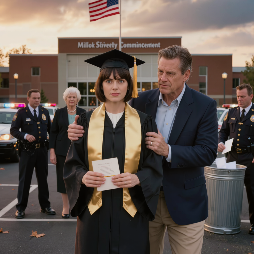 Valmistujaisissani isäni nousi seisomaan katsomossa ja huusi: “Älkää taputtako – minä maksoin tuon tutkinnon, en hän.” Kaksituhatta ihmistä tuijotti. Käteni tärisivät, mutta hymyilin, astuin takaisin puhujakorokkeelle ja sanoin seitsemän sanaa. Dekaani kääntyi isääni päin. Turvamiehet kävelivät jo häntä kohti. – Uutiset