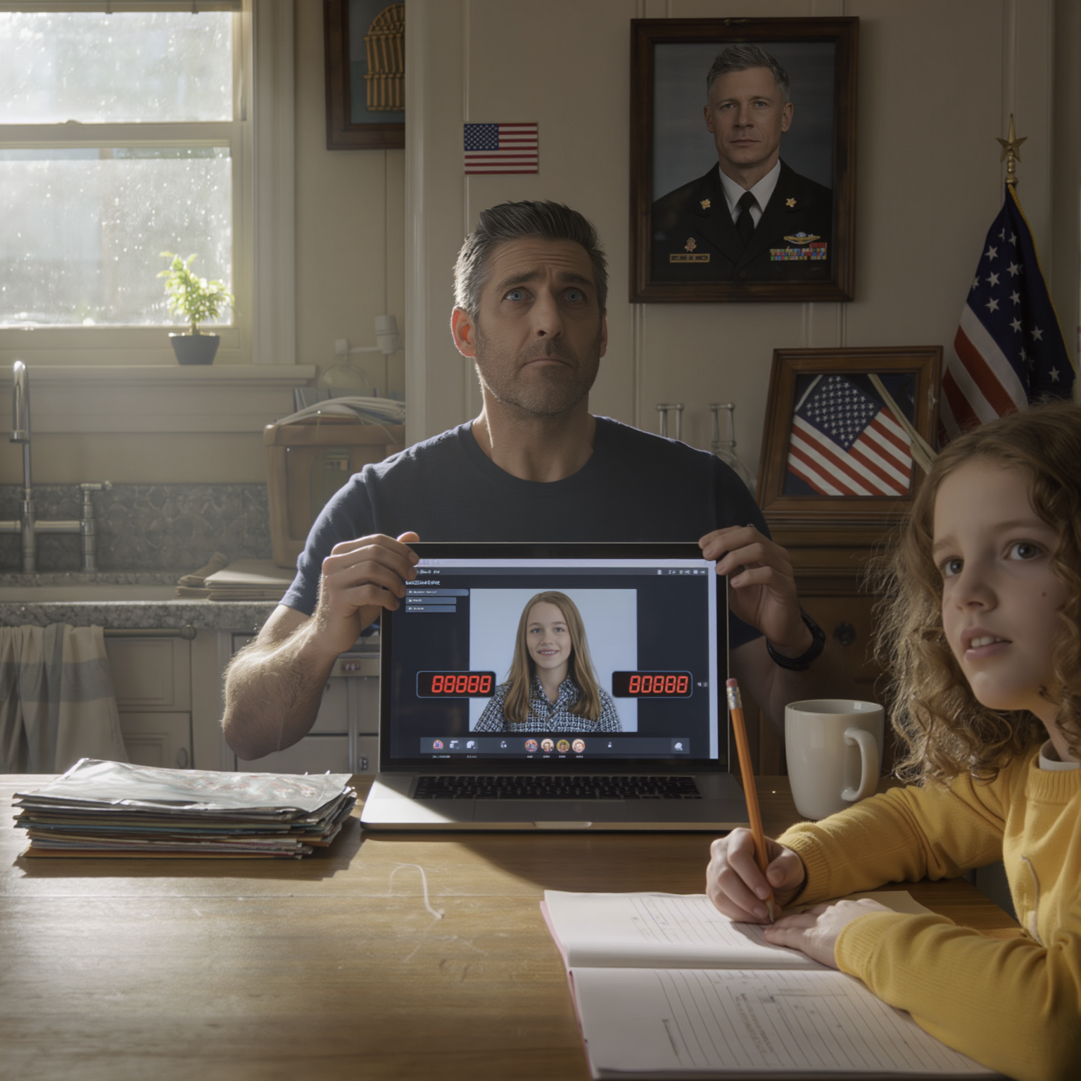 Kälyni julkaisi huutokauppalinkin, jossa luki “Myytävänä sotilaskakara – Navy SEAL -isän kouluttama”, ja kun avasin sen, tyttö hymyili minulle takaisin kahdeksanvuotiaana tyttärenäni. Huuto oli jo 2,4 miljoonaa dollaria, ja kello lupasi, että kuka tahansa hänet ostaisi, hän tulisi hakemaan hänet alle kuudessa tunnissa. – Uutiset