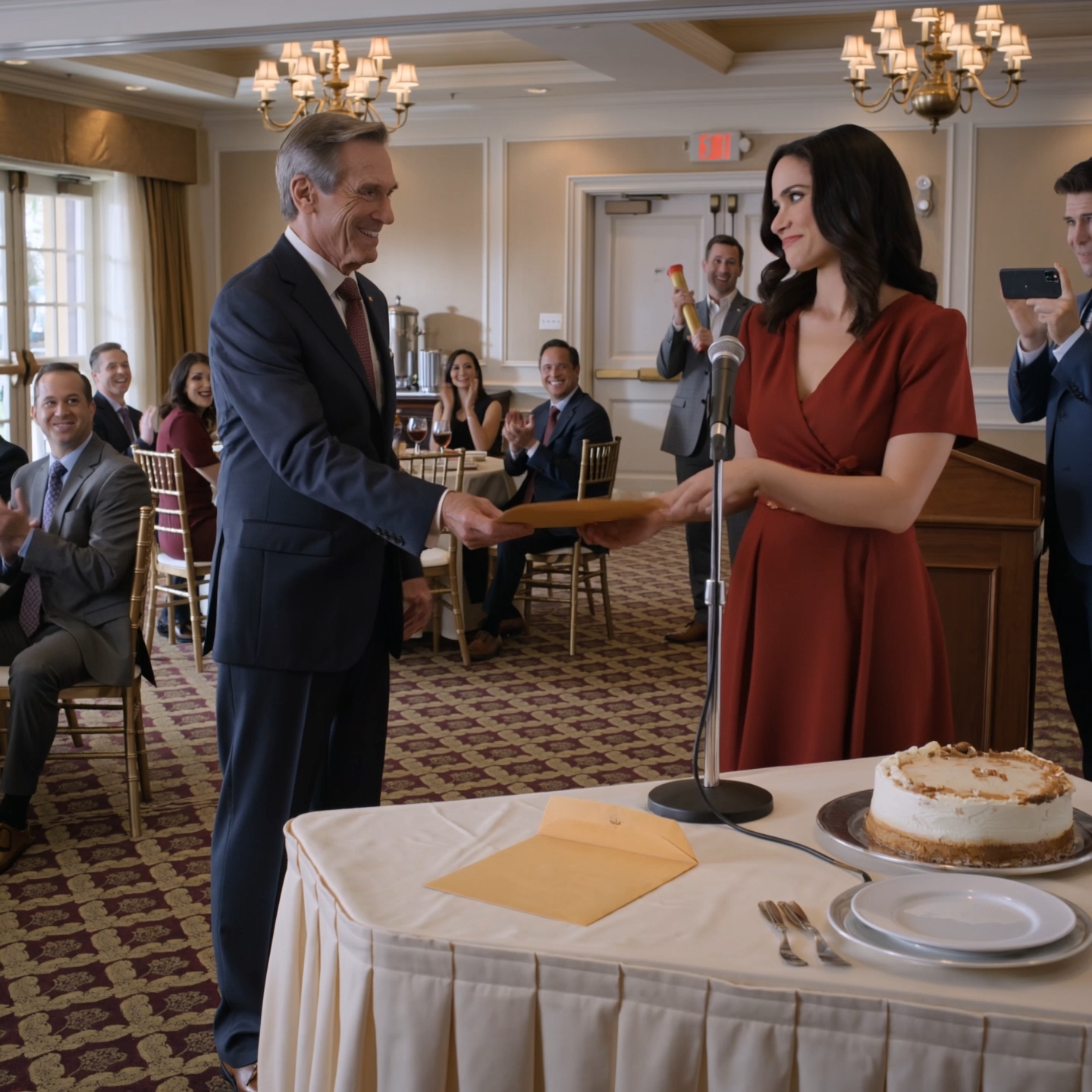 På pensjonistbanketten min på et hotell ved I-84 utenfor Hartford tok kona mi mikrofonen før jeg rakk å takke noen og annonserte at hun forlot meg, mens barna våre applauderte under lysekronene i kunstkrystall som om det hele var planlagt mellom dessert og kaffe. – Nyheter