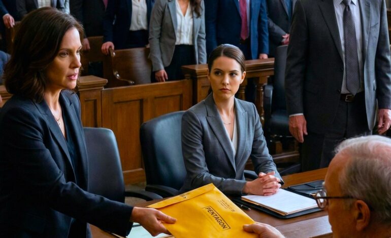 „Nie przepracowała ani jednego dnia od studiów” – powiedział mój ojciec ławie przysięgłych – pozwał mnie za kradzież z funduszu powierniczego mojej zmarłej matki… po czym mój prawnik wręczył sędziemu zapieczętowaną kopertę z Pentagonu. Sędzia zdjął okulary: „Wszyscy wstańcie”.