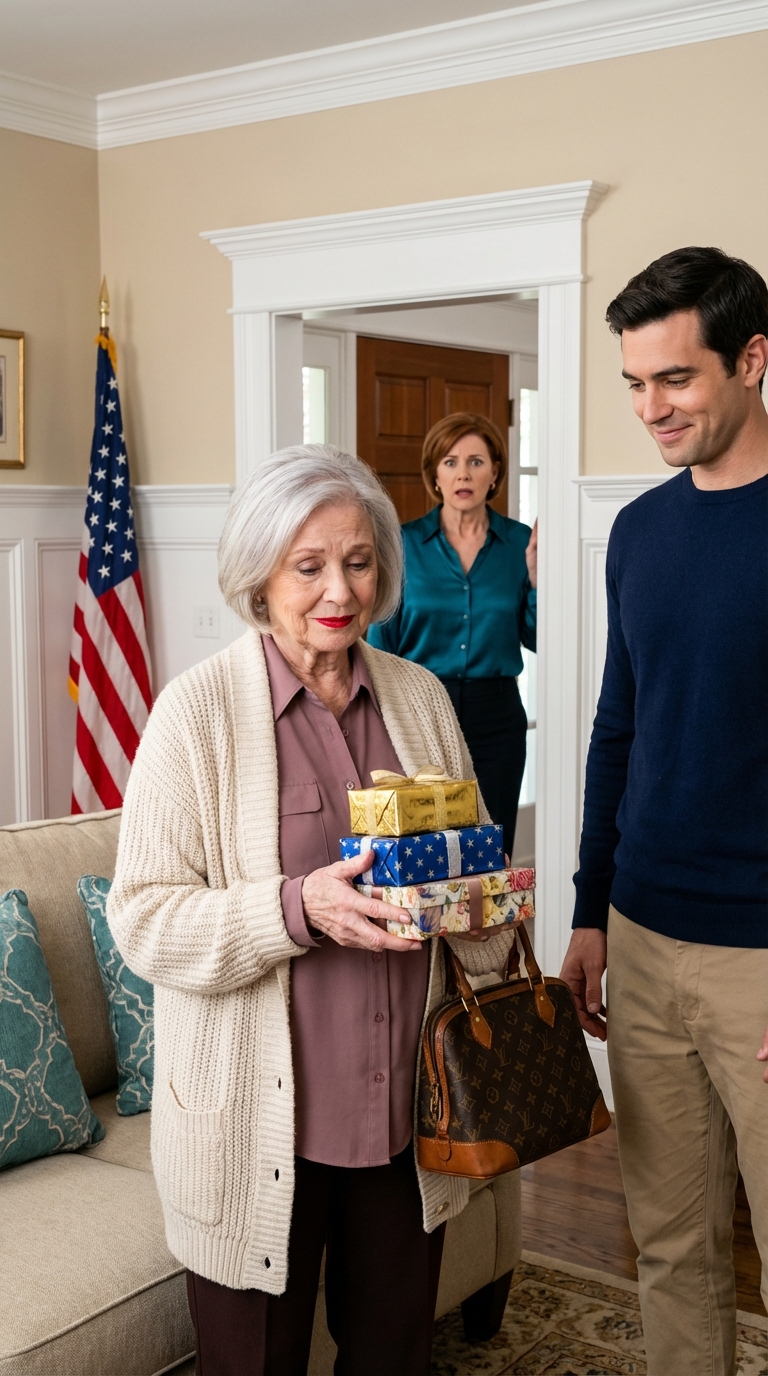 My sister gave me a $1,000 handbag and several other gifts as well. But then my son said: ‘My wife will use these things better than you, Mom.’ Right at that moment, my sister heard it and stood up… everything exploded.