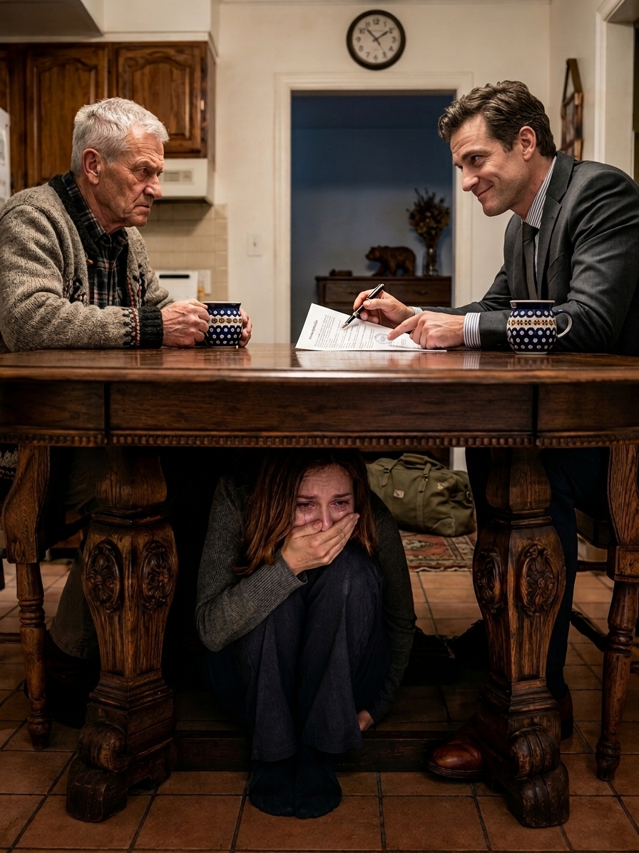 Mój ojciec kazał mi schować się pod kuchennym stołem. Kilka sekund później mój mąż wszedł i powiedział słowa, które zakończyły nasze małżeństwo.