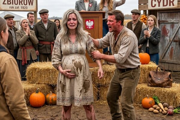 Byłam w ósmym miesiącu ciąży, zabłocona i upokorzona na festiwalu zbiorów, gdy Caleb pozwolił swojej matce wystawić farmę mojego dziadka na aukcję. Powiedział całemu miastu, że już go przepisałam, dodając, że kobiety w ciąży “są zdezorientowane, gdy emocje przejmują kontrolę.” Jego siostra zaśmiała się, pokazując dokument z moim podrobionym odciskiem kciuka. Nie błagałam, nie zemdlałam ani nie płakałam. Po prostu poprosiłem licytatora o przeczytanie oryginalnego aktu własności, gdzie jedna ukryta klauzula wskazywała moje nienarodzone dziecko jako jedynego spadkobiercę… – Rodziny królewskiej